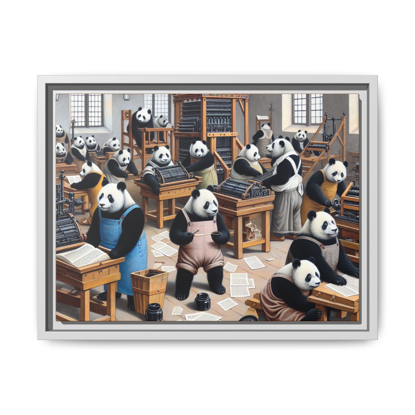 Printing Pandamonium Canvas, Framed (Multi-color)