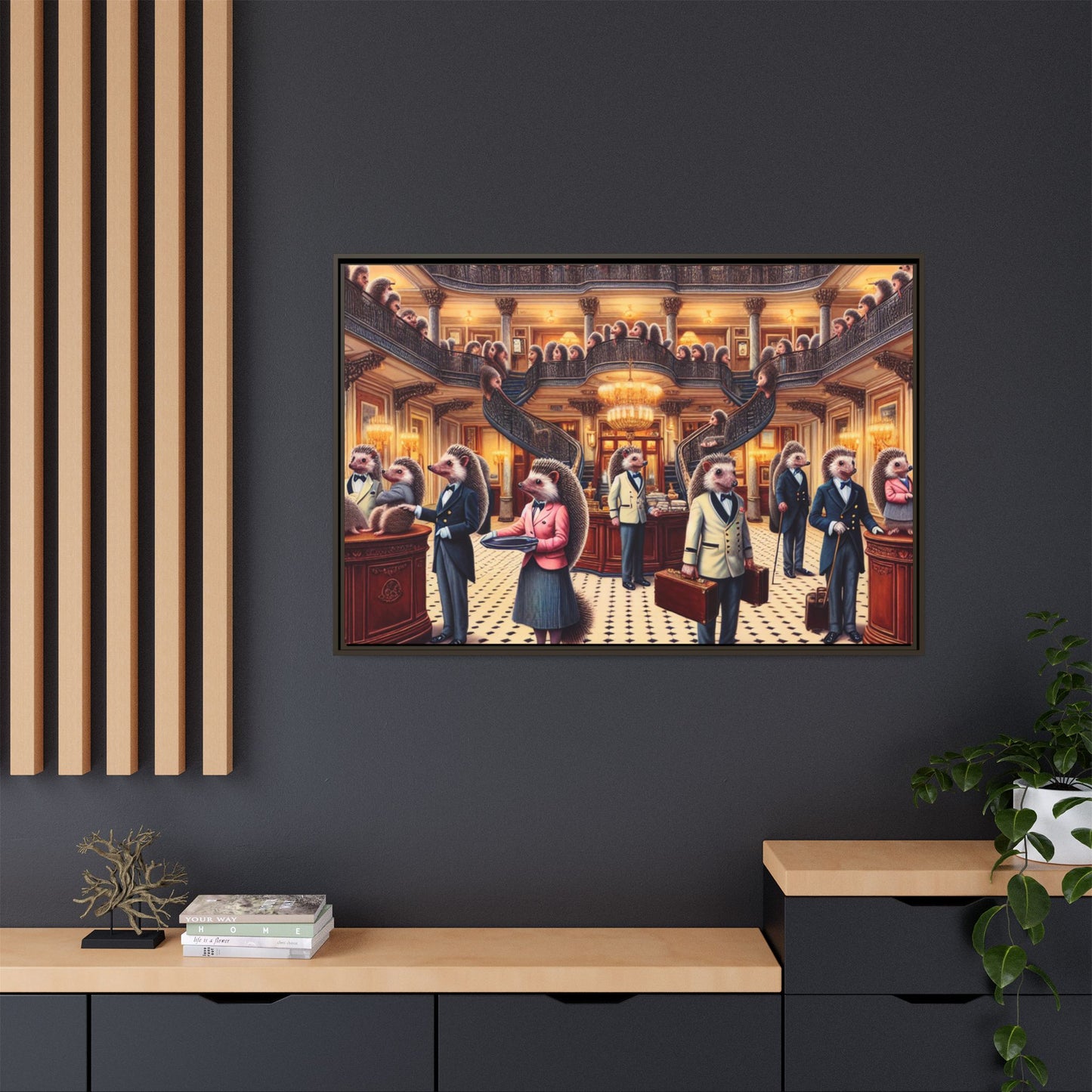 Hedgehog Hotel Canvas, Framed (Multi-color)