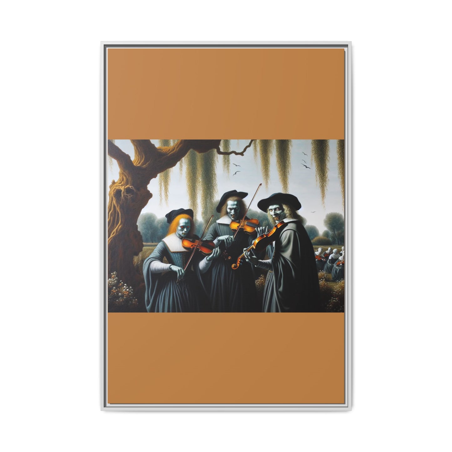 Vermeer's Vampire Violinists Canvas, Framed (Multi-color)