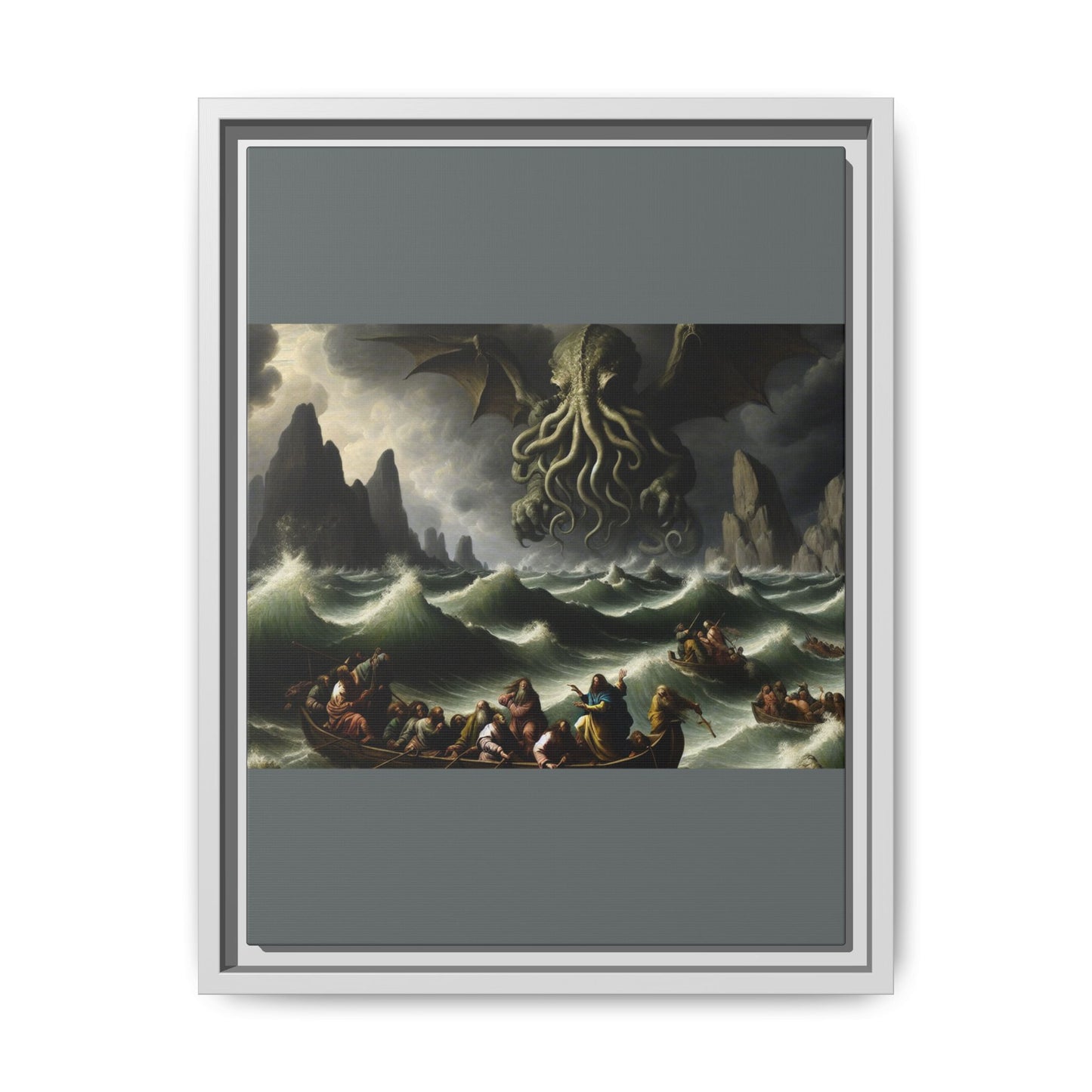 Cthulhu in the Storm Canvas, Framed (Multi-color)
