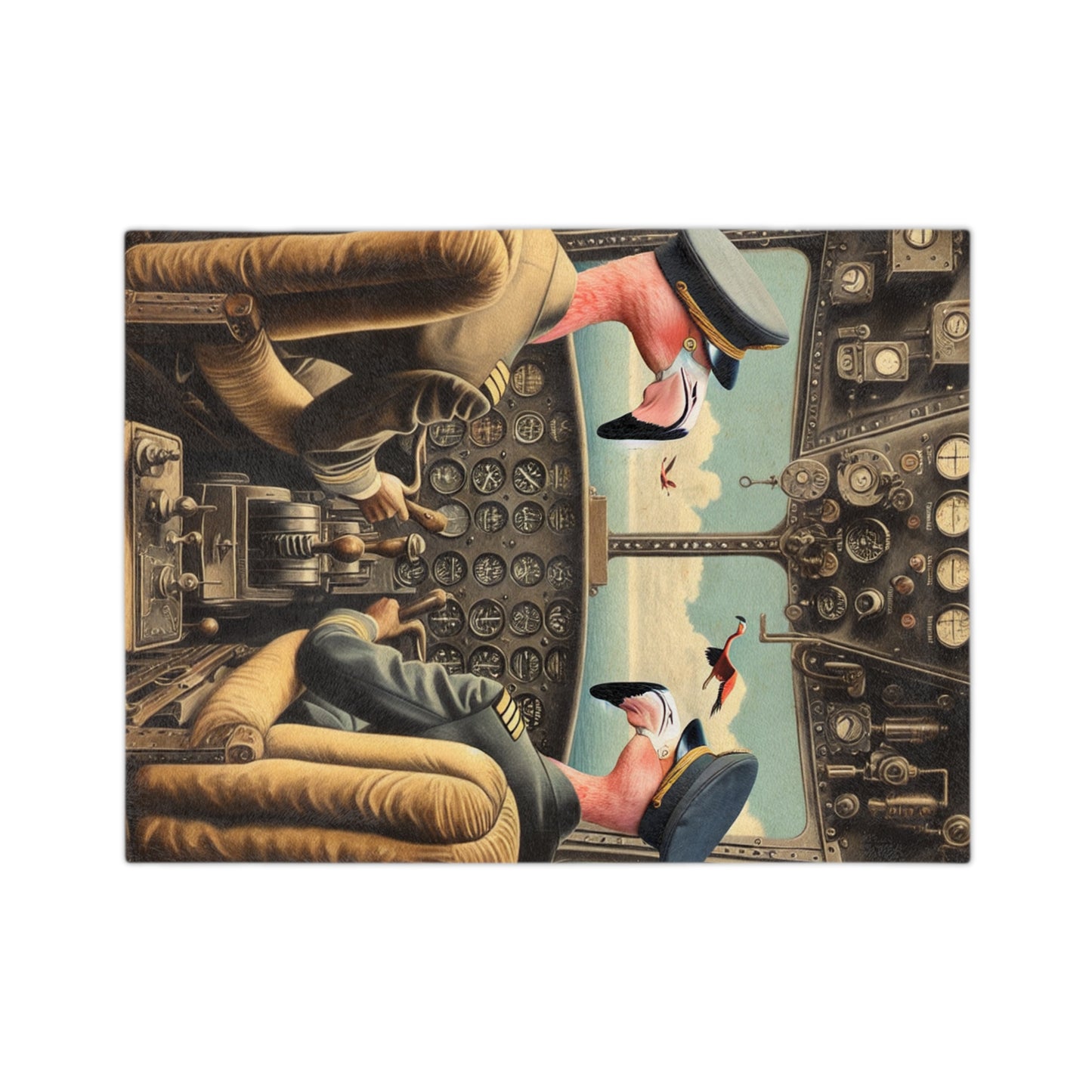 Flamingo Flight Deck Velveteen Microfiber Blanket
