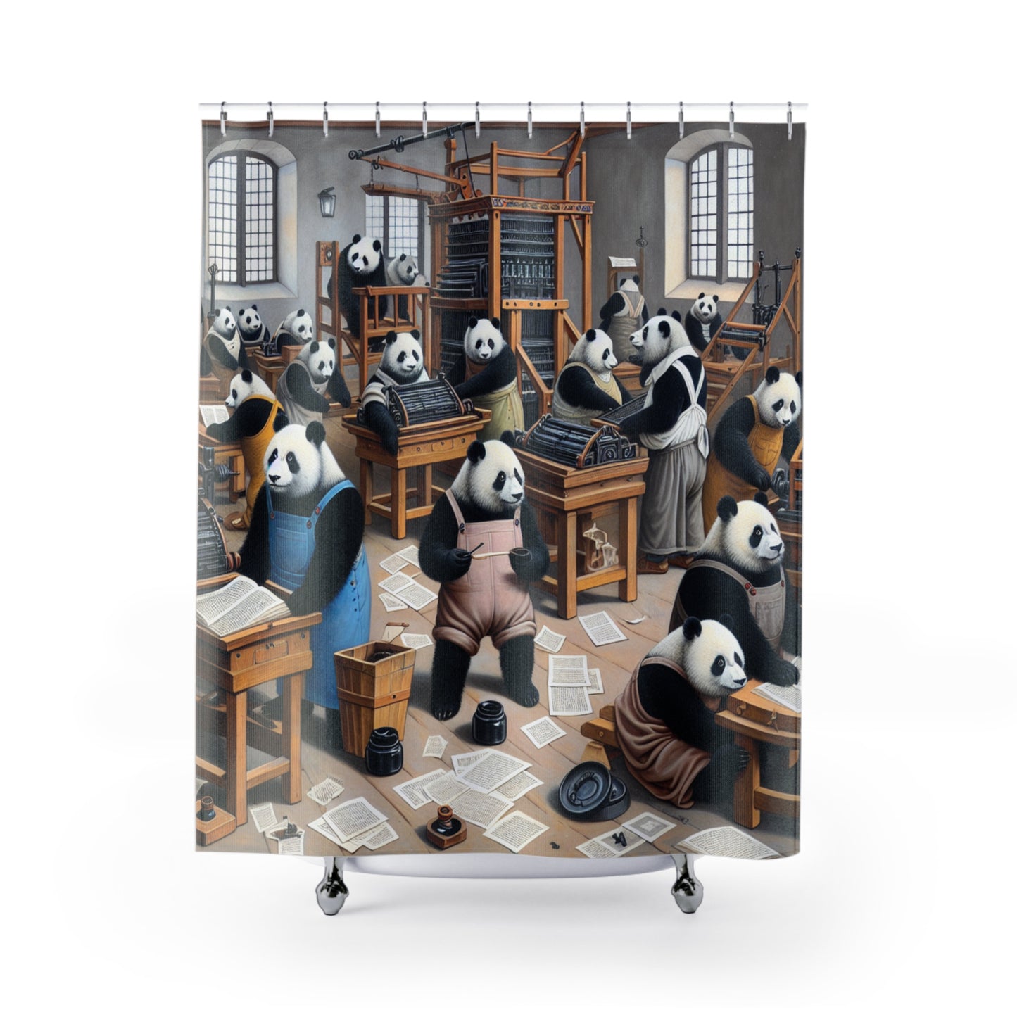 Printing Pandamonium Shower Curtain