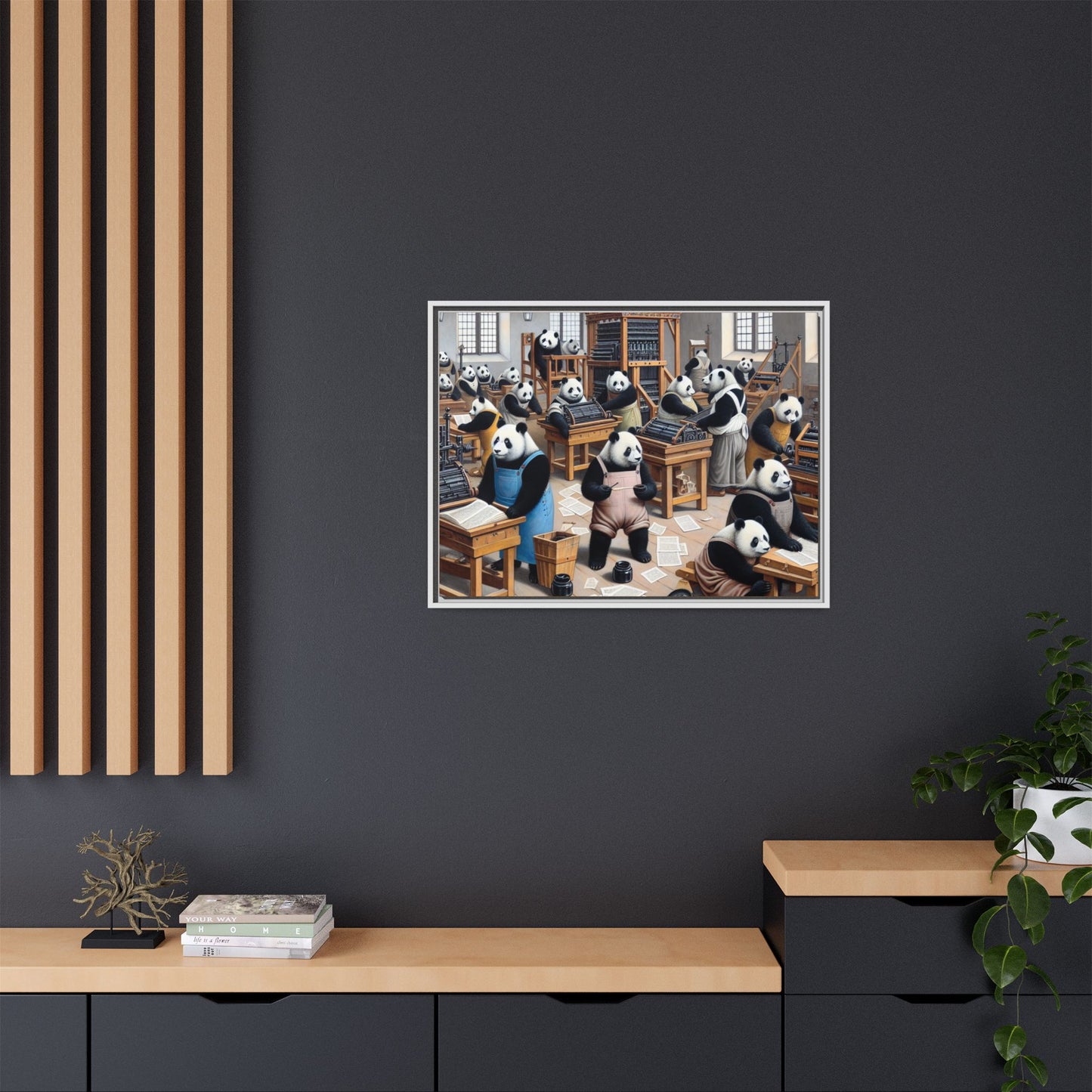 Printing Pandamonium Canvas, Framed (Multi-color)