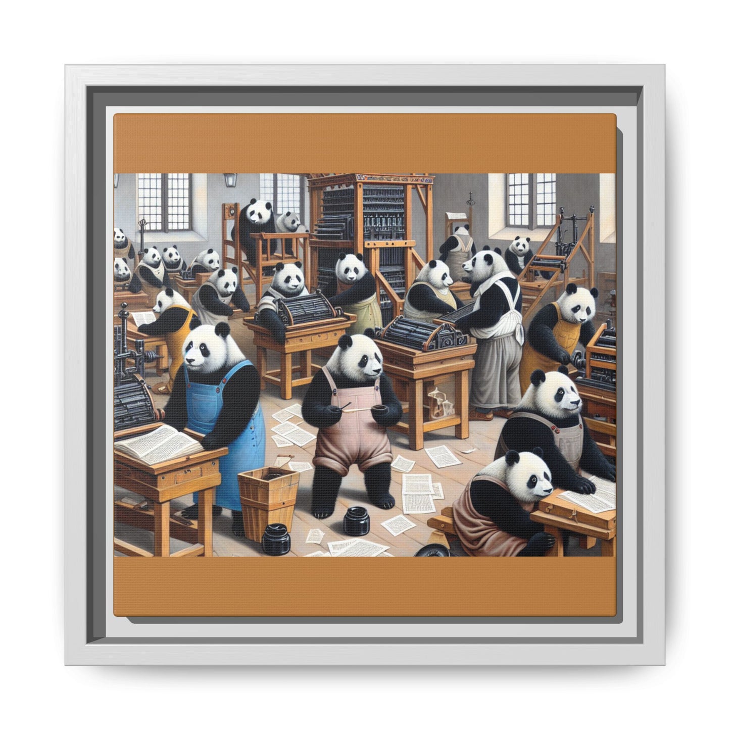 Printing Pandamonium Canvas, Framed (Multi-color)