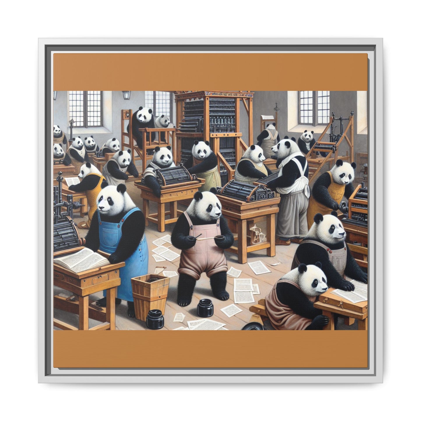 Printing Pandamonium Canvas, Framed (Multi-color)