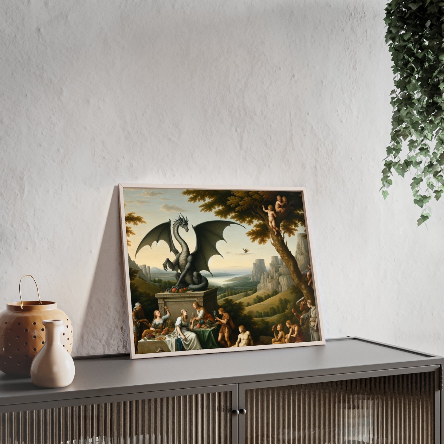 Framed Dragon Statue Poster