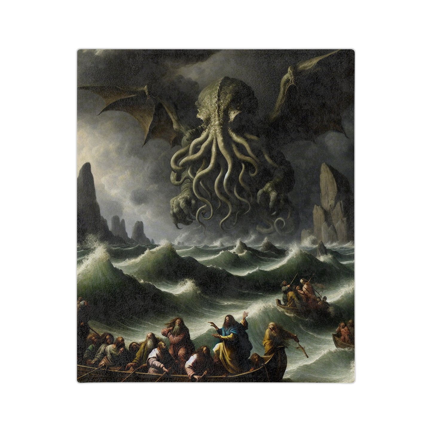 Cthulhu in the Storm Velveteen Microfiber Blanket