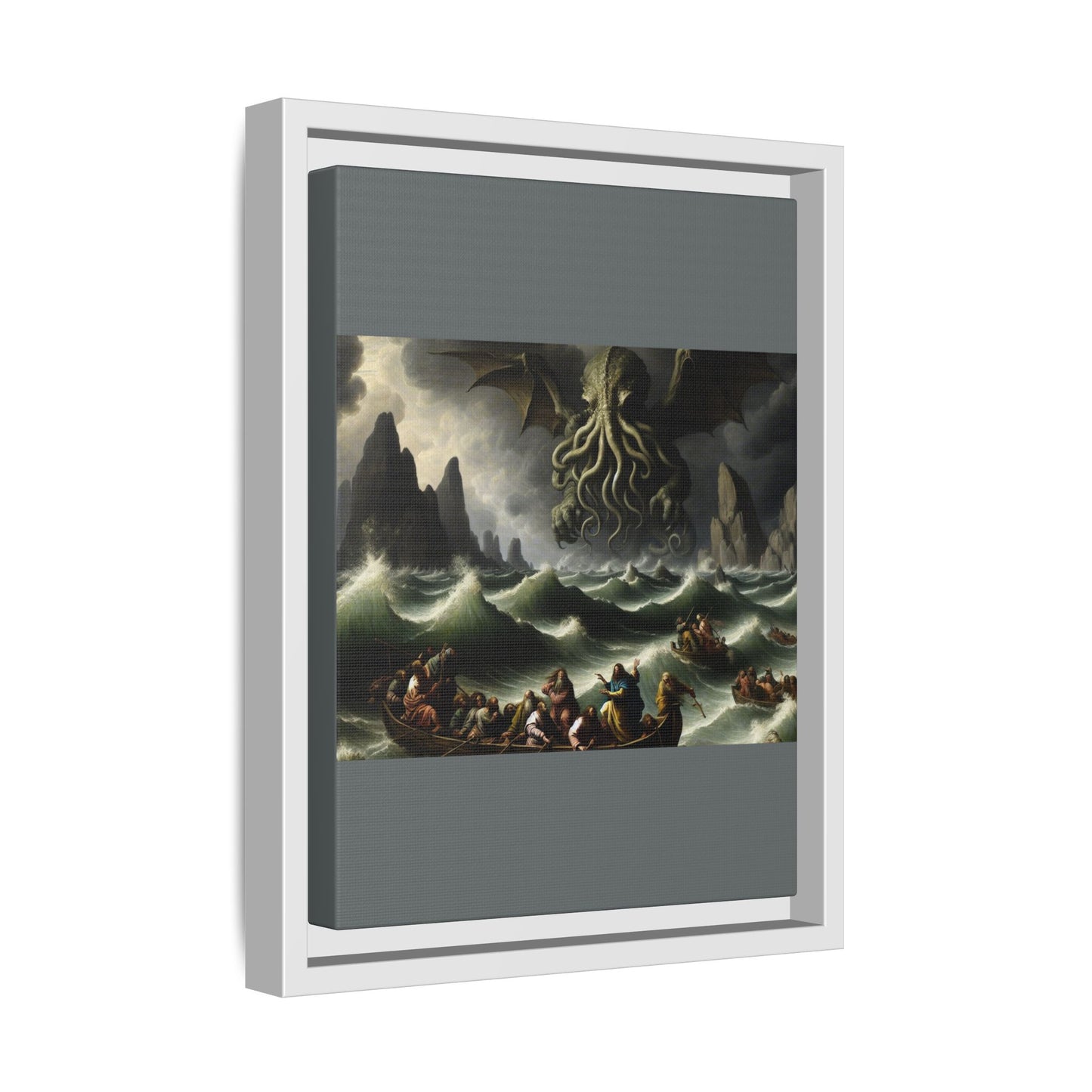 Cthulhu in the Storm Canvas, Framed (Multi-color)
