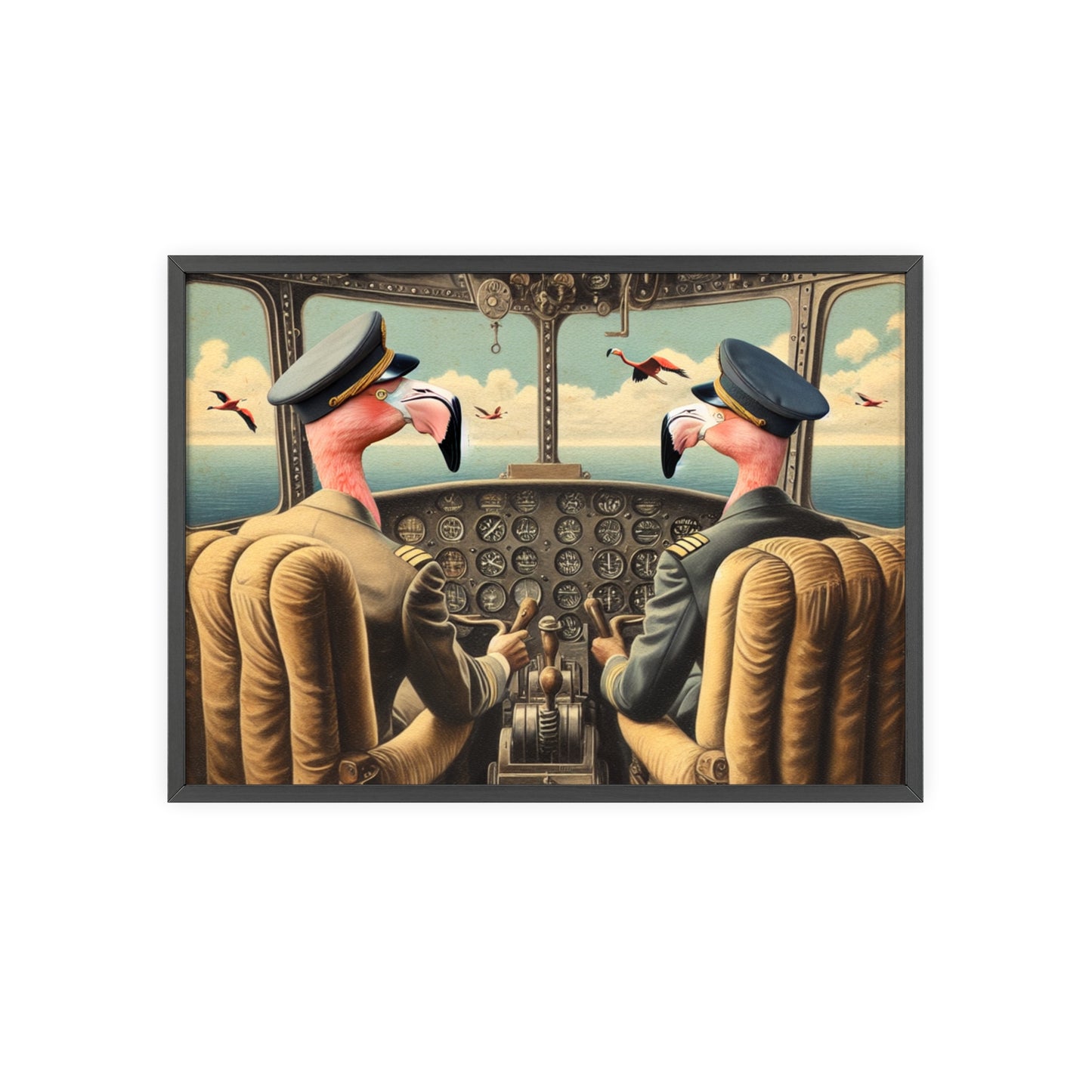 Framed Flamingo Flight Deck Poster