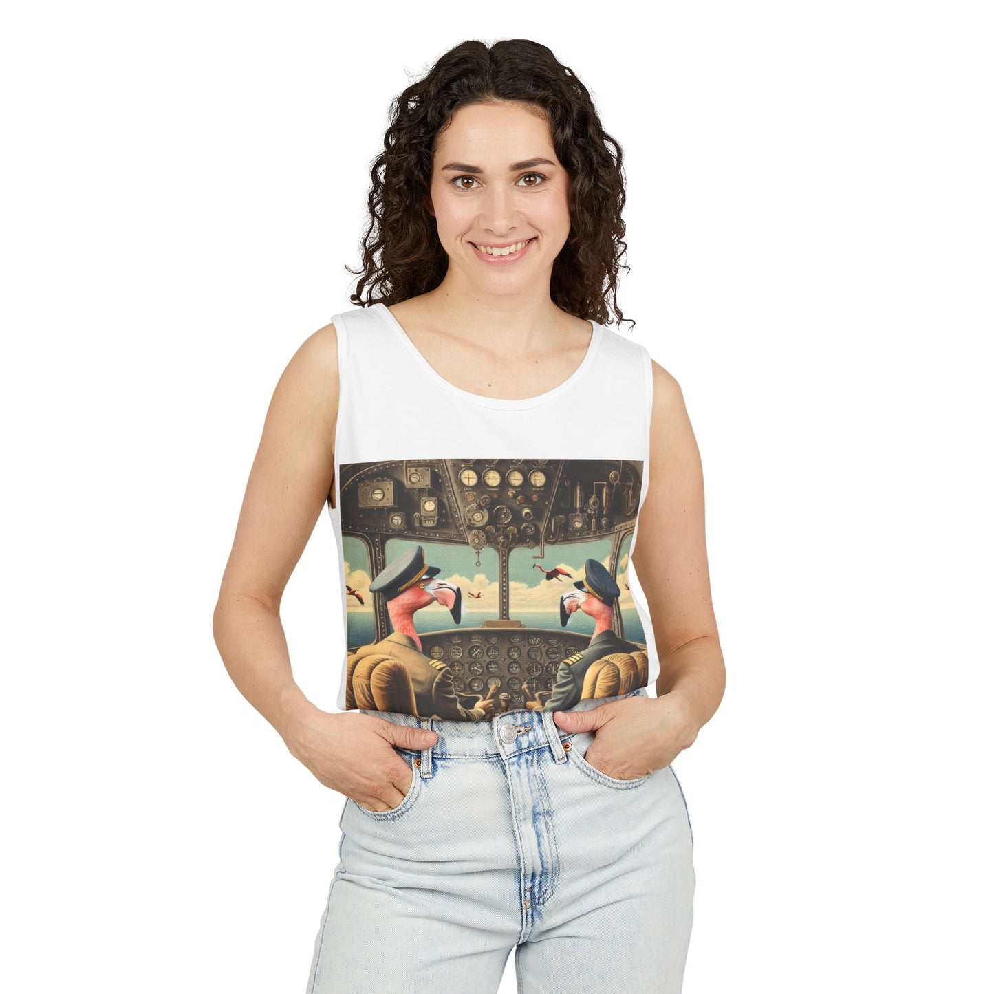 Flamingo Flight Deck Unisex Tank Top