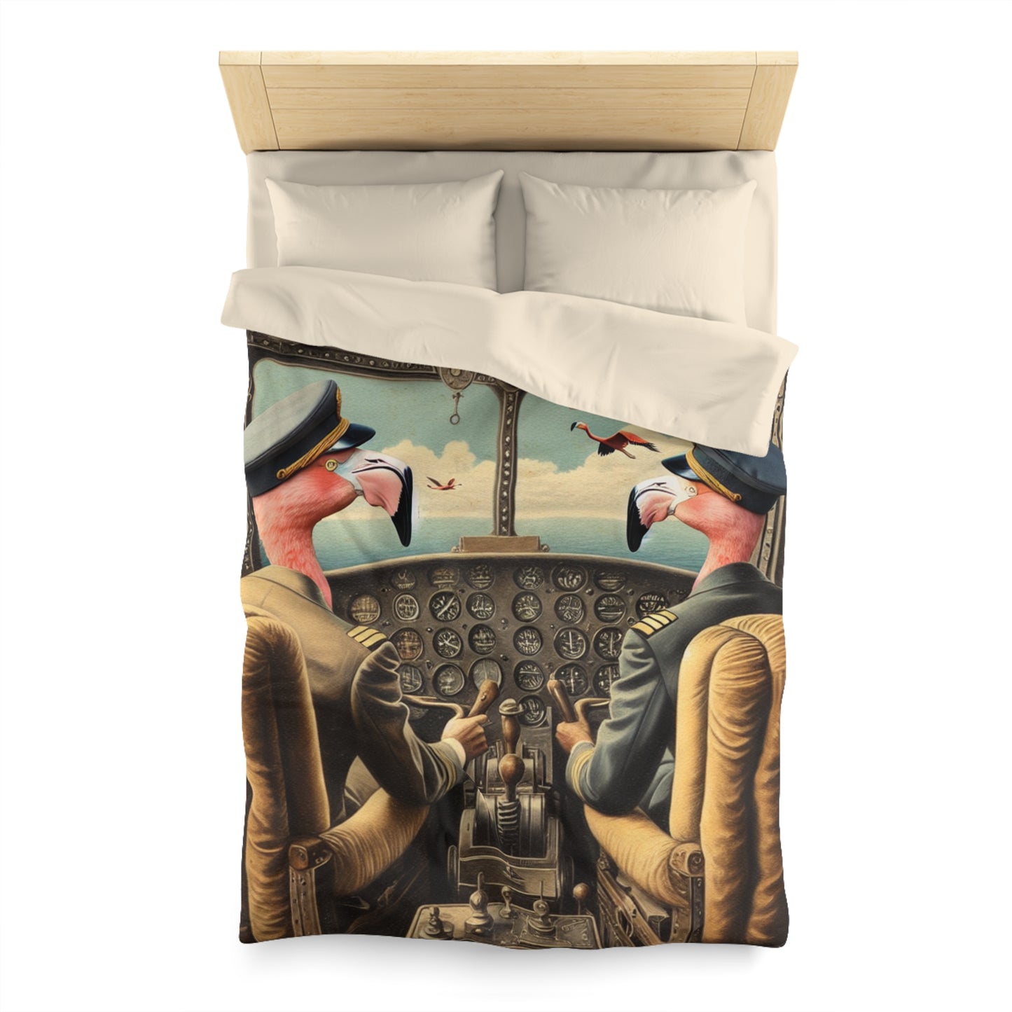 Flamingo Flight Deck Microfiber Duvet Cover