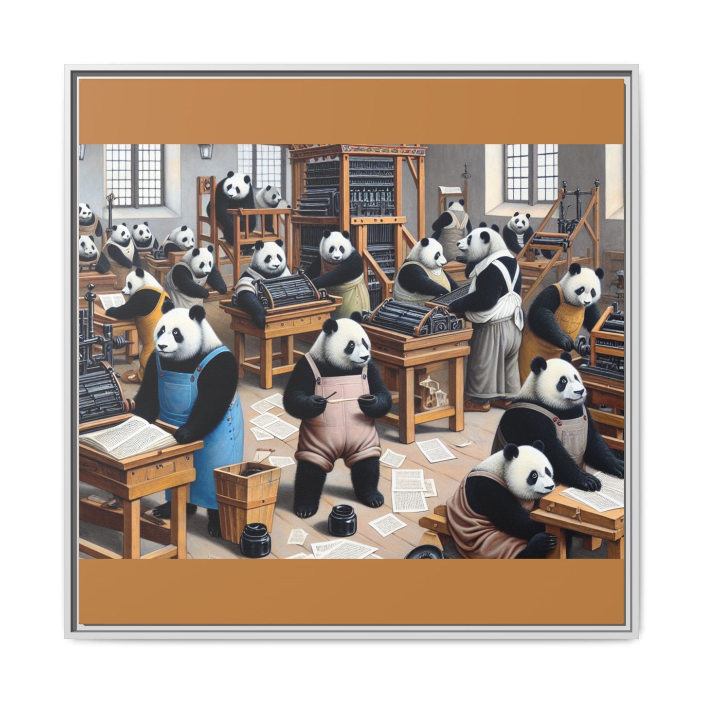 Printing Pandamonium Canvas, Framed (Multi-color)
