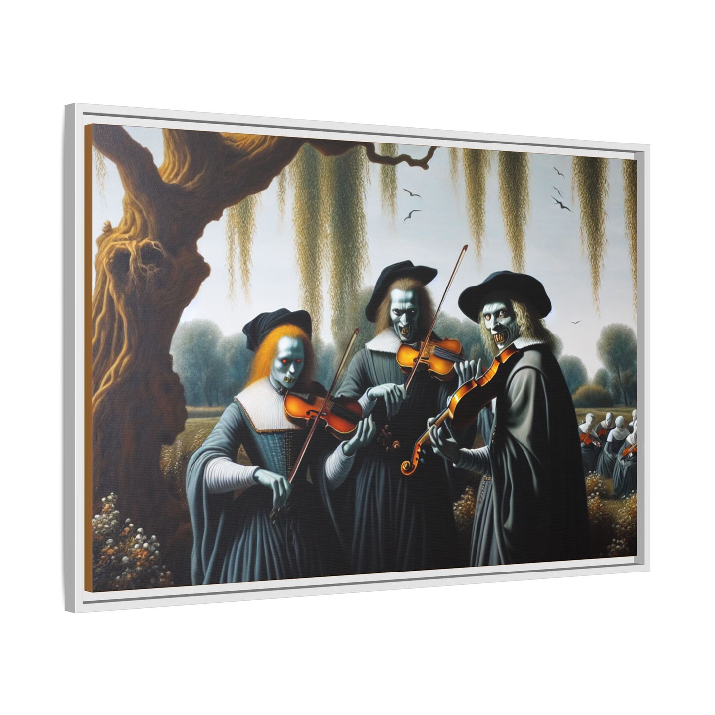 Vermeer's Vampire Violinists Canvas, Framed (Multi-color)