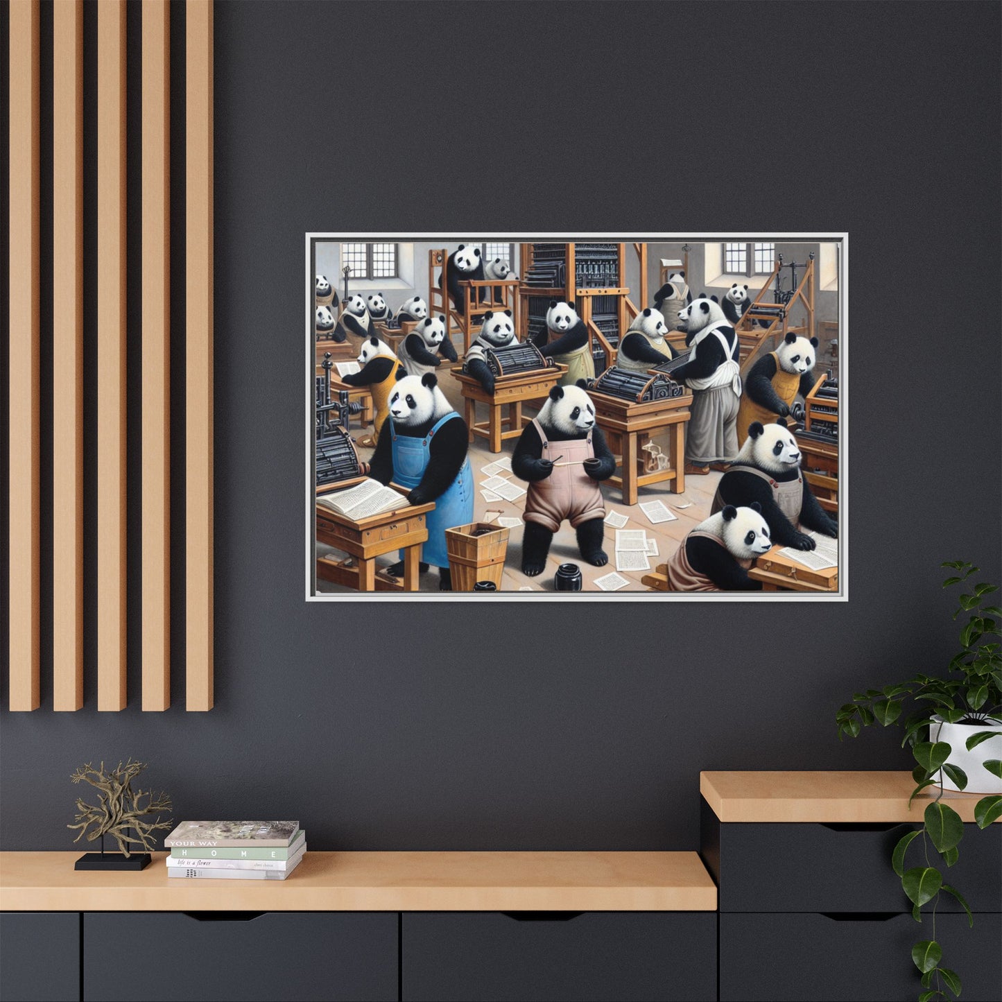 Printing Pandamonium Canvas, Framed (Multi-color)