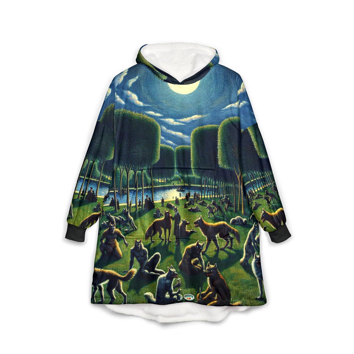 Werewolves at the Waterfront Hooded Pullover Blanket