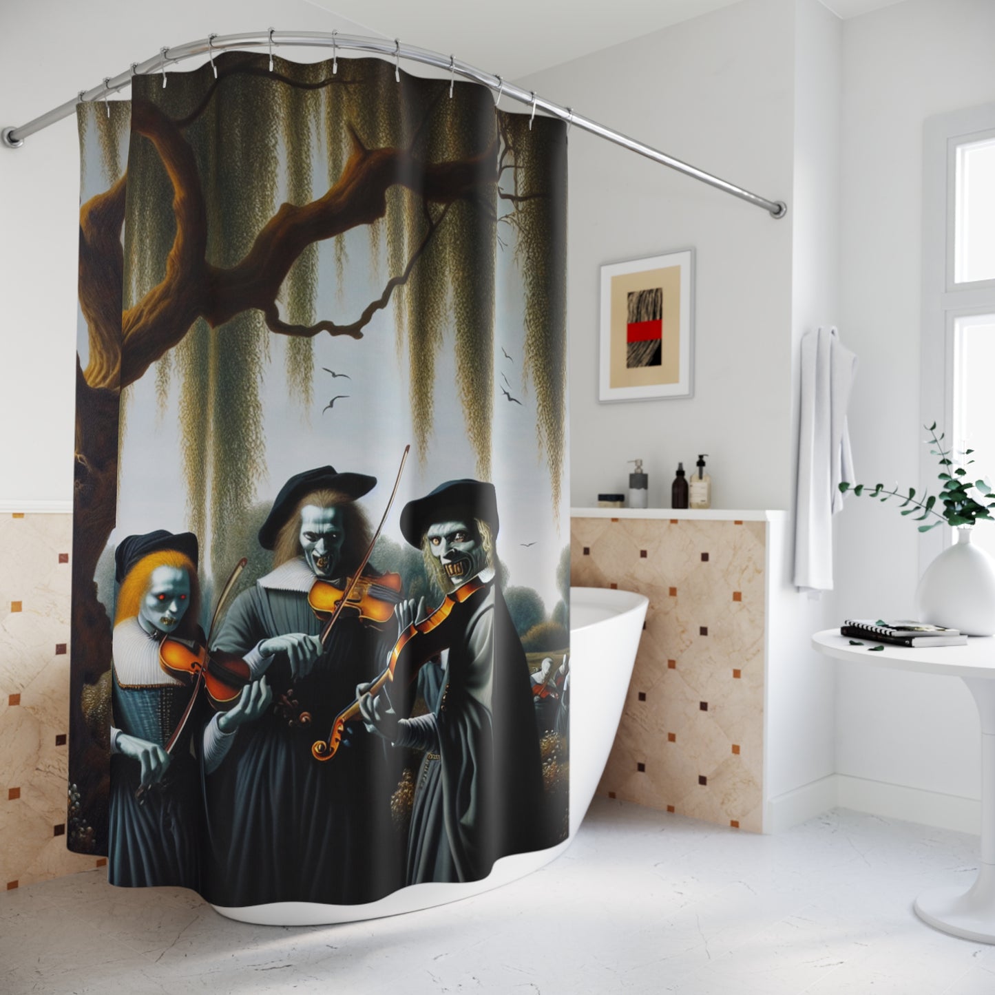 Vermeer's Vampire Violinists Shower Curtain