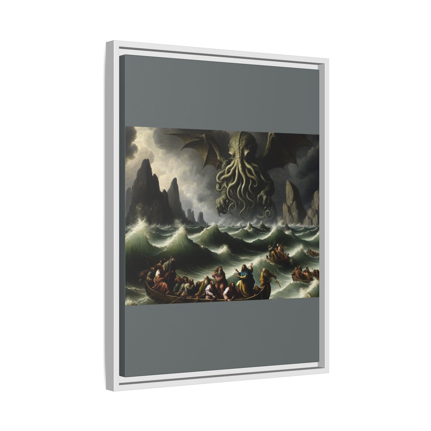 Cthulhu in the Storm Canvas, Framed (Multi-color)