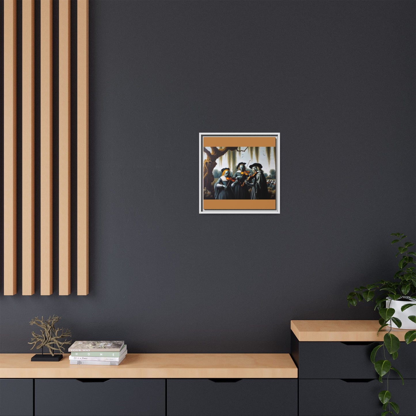 Vermeer's Vampire Violinists Canvas, Framed (Multi-color)