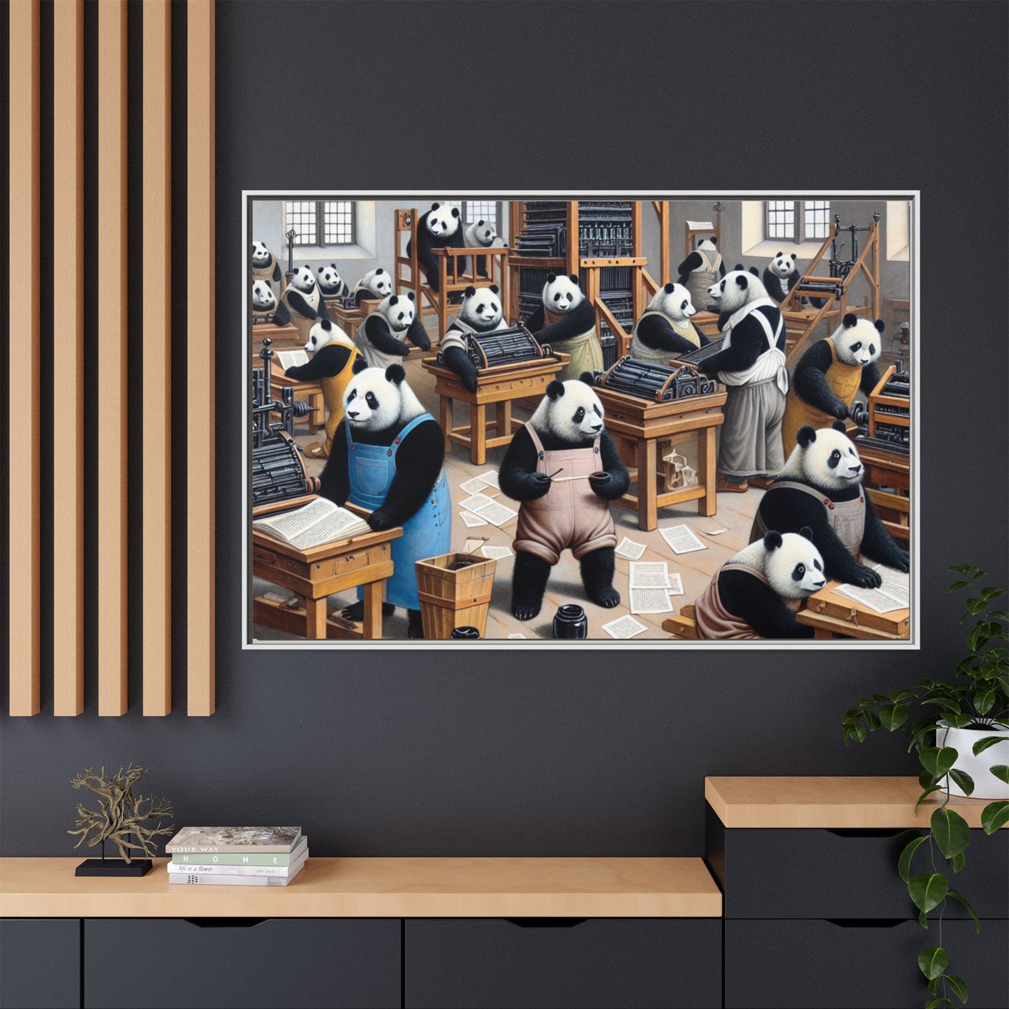 Printing Pandamonium Canvas, Framed (Multi-color)