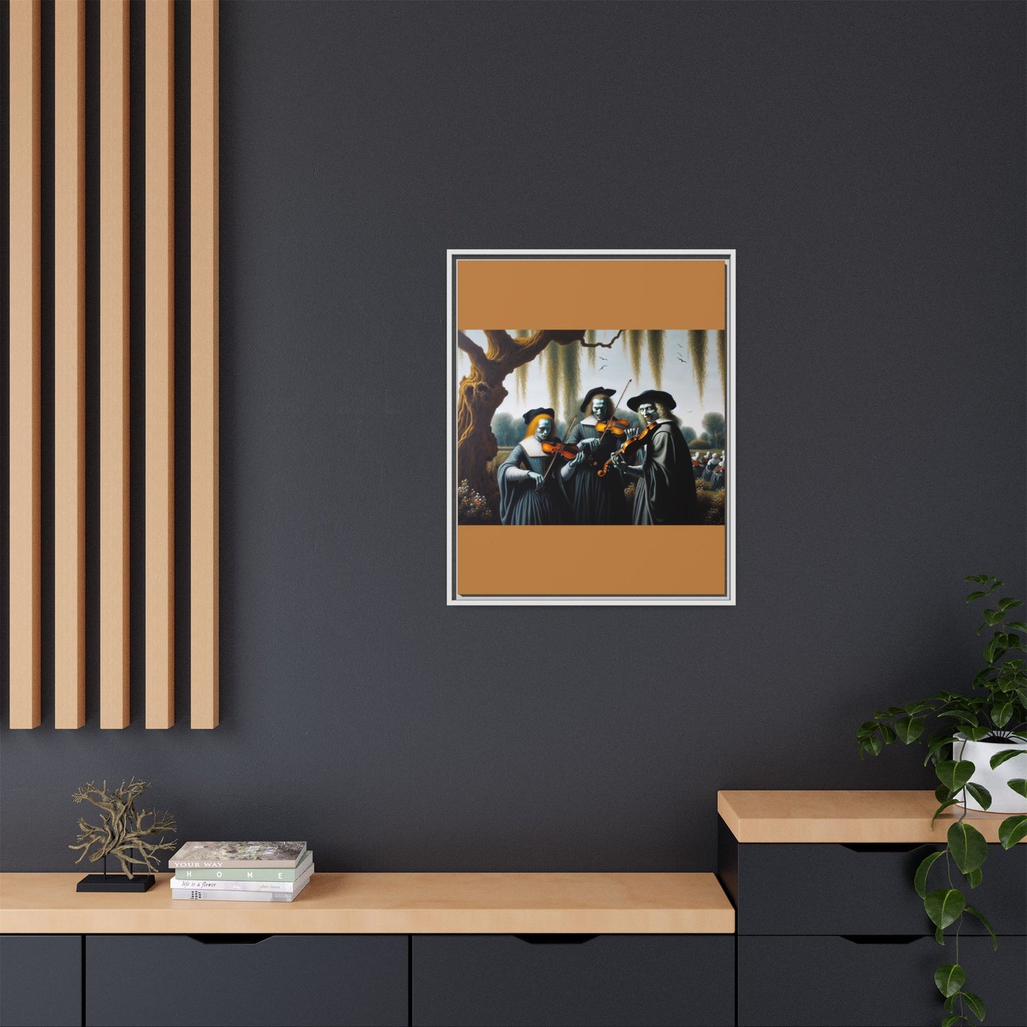 Vermeer's Vampire Violinists Canvas, Framed (Multi-color)