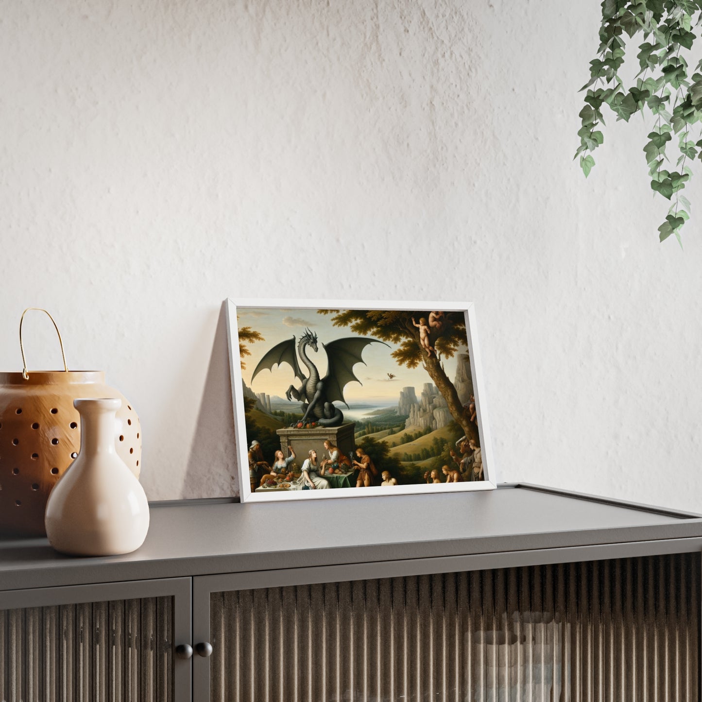 Framed Dragon Statue Poster