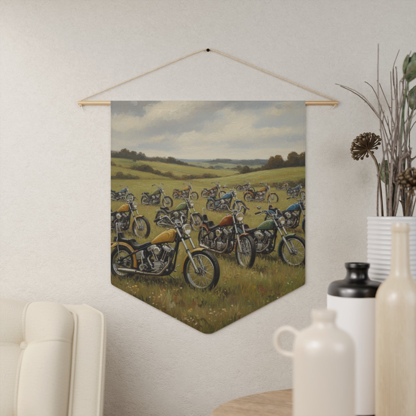 Wild Motorcycles Pennant Wall Hanging