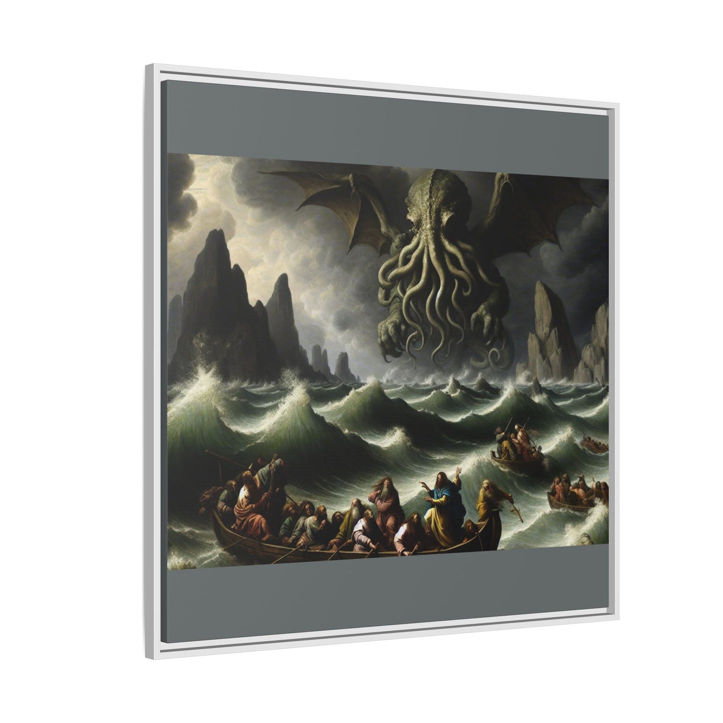 Cthulhu in the Storm Canvas, Framed (Multi-color)