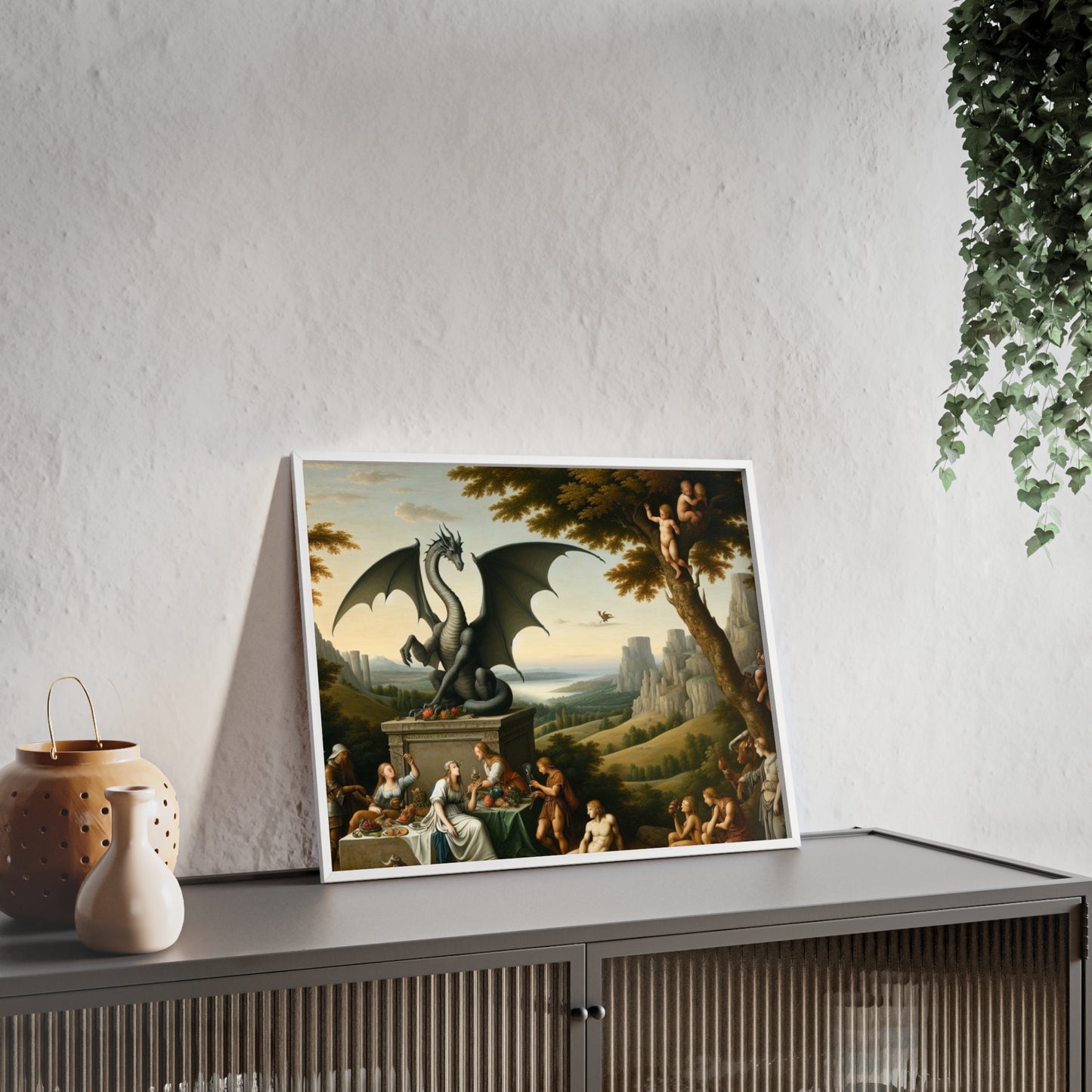 Framed Dragon Statue Poster