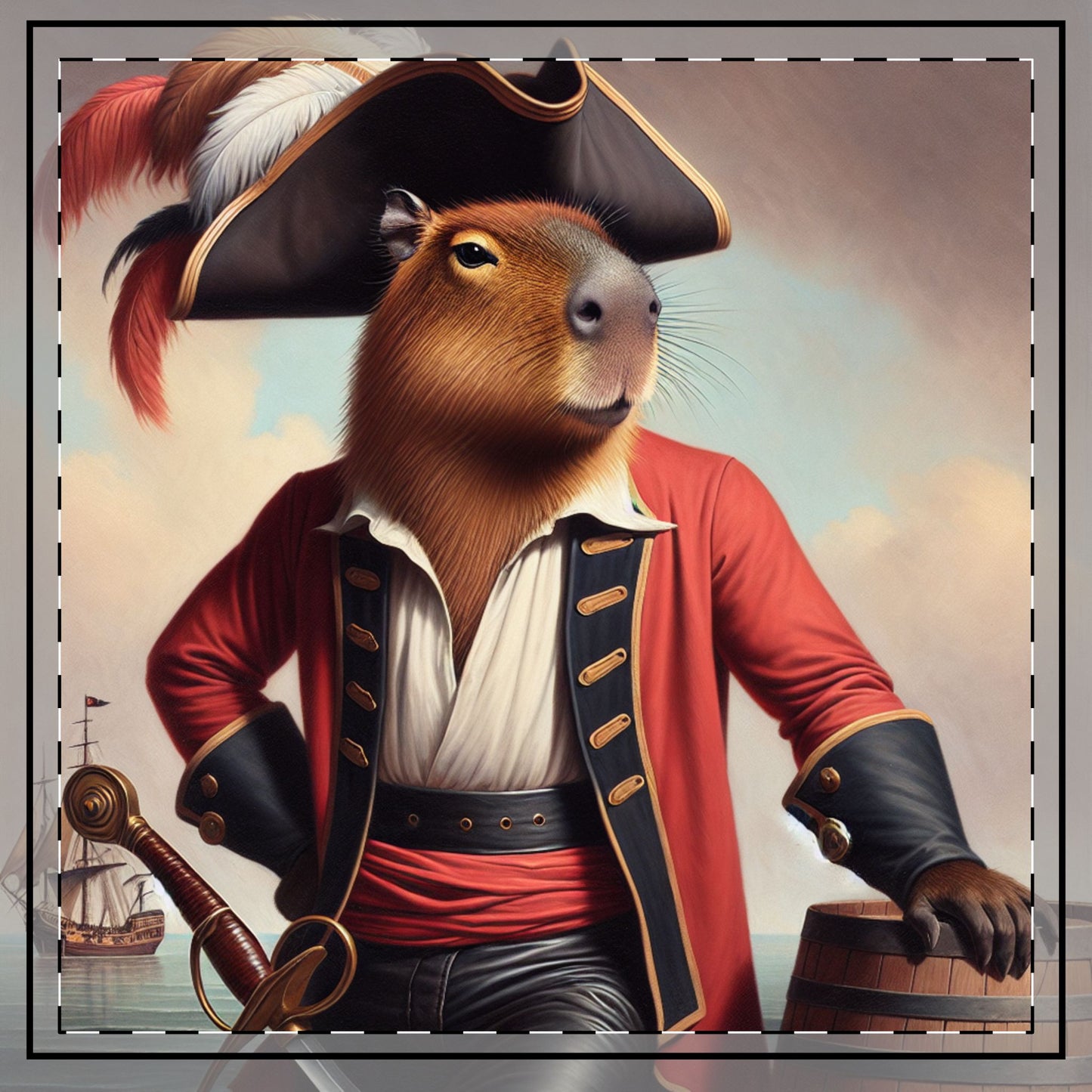 Captain Capybara Throw Pillow