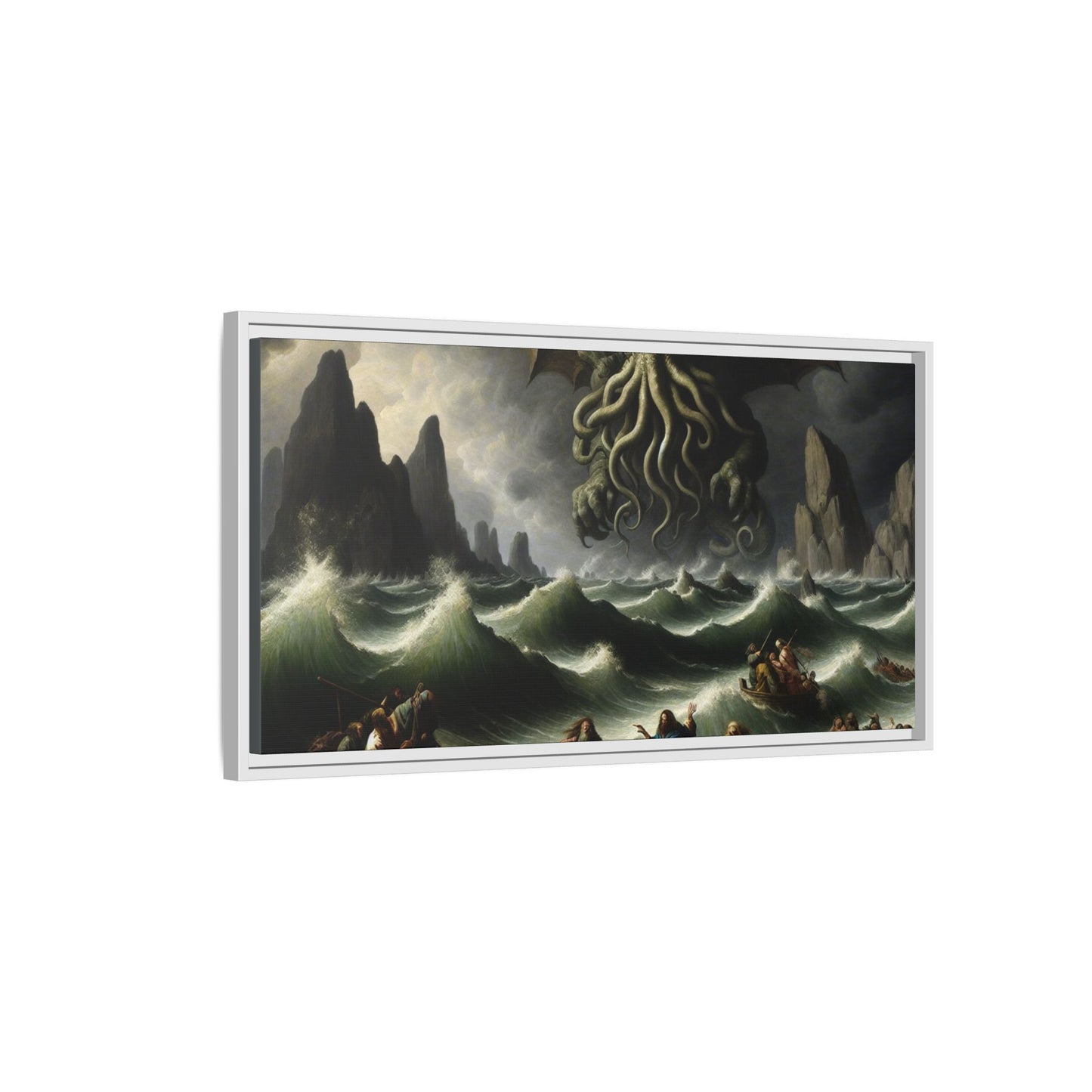Cthulhu in the Storm Canvas, Framed (Multi-color)