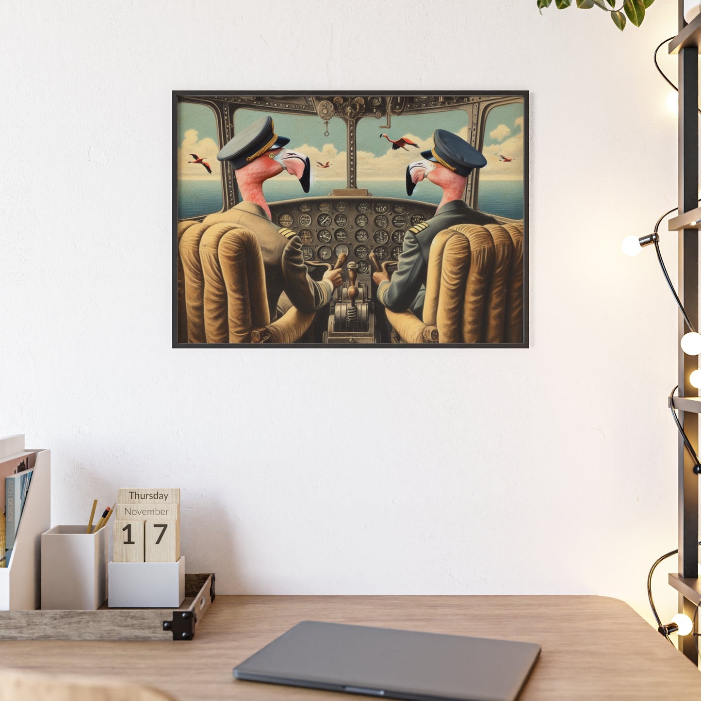 Framed Flamingo Flight Deck Poster