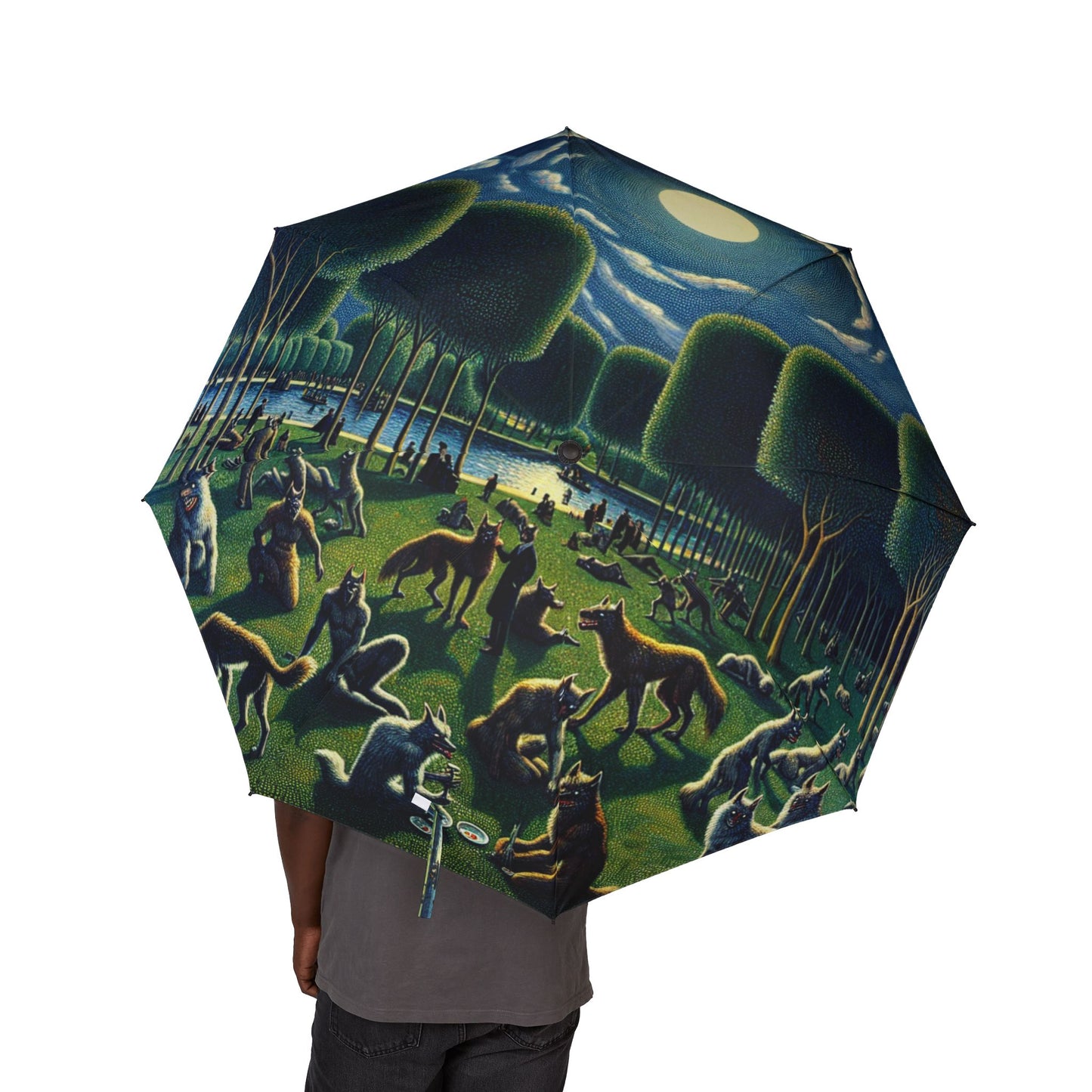 Werewolves at the Waterfront Semi-Automatic Foldable Umbrella