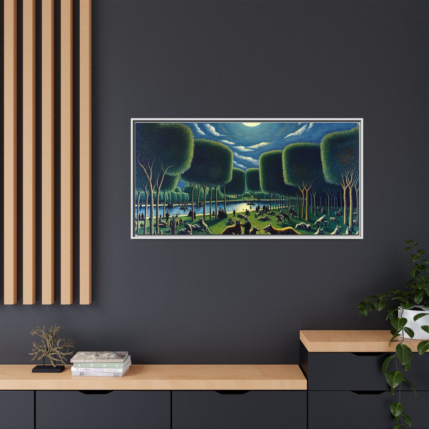 Werewolves at the Waterfront Canvas, Framed (Multi-color)