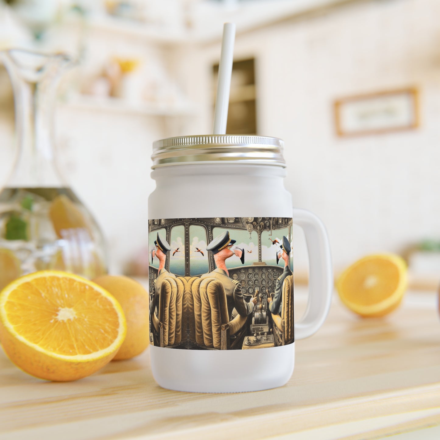 Flamingo Flight Deck Mason Jar Tumbler