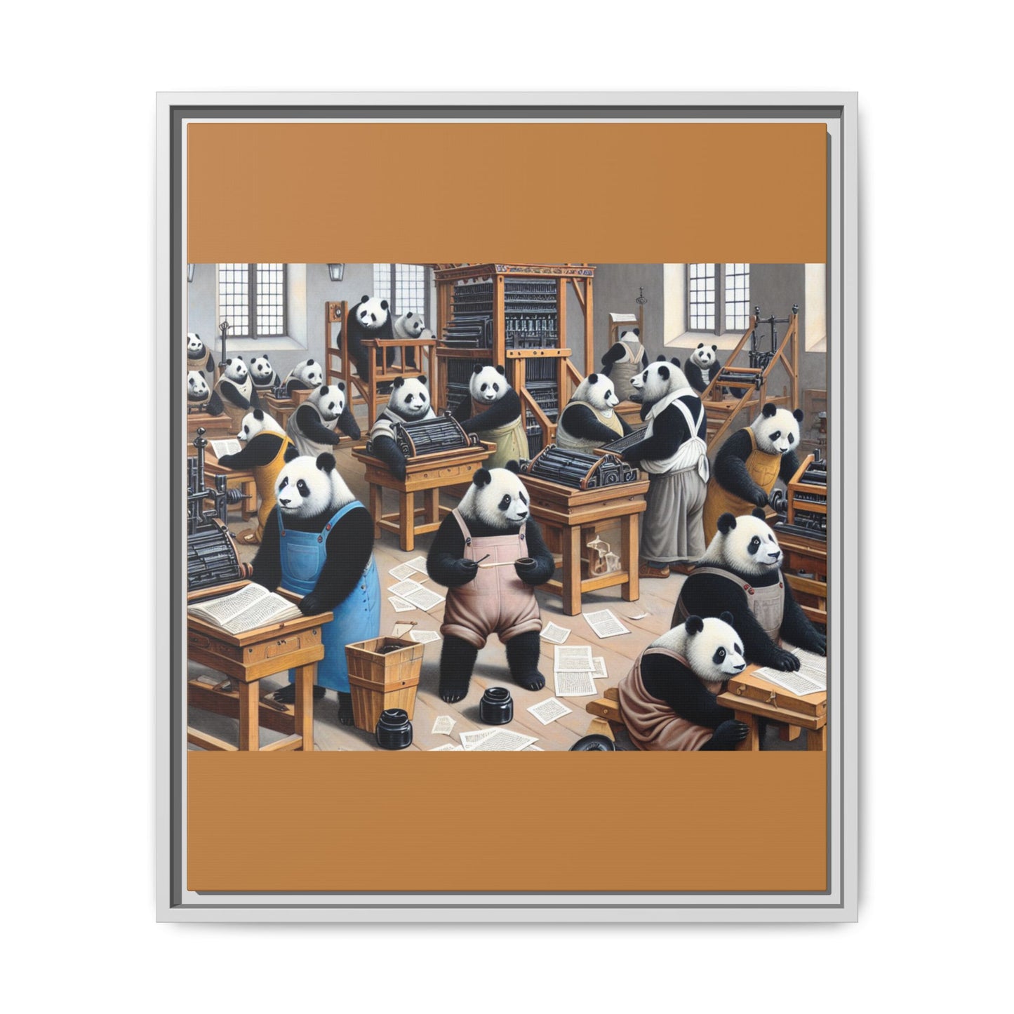 Printing Pandamonium Canvas, Framed (Multi-color)