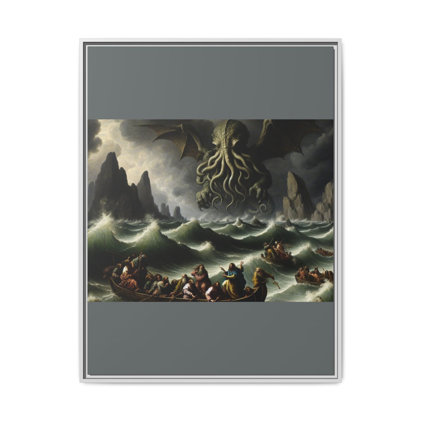 Cthulhu in the Storm Canvas, Framed (Multi-color)