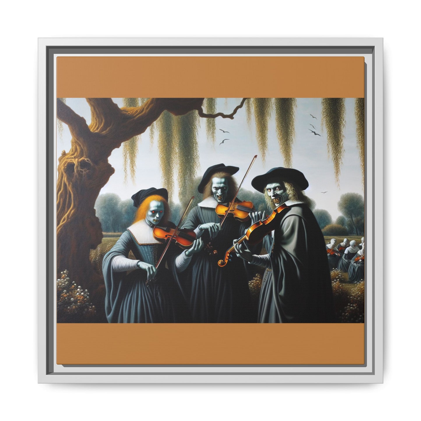 Vermeer's Vampire Violinists Canvas, Framed (Multi-color)