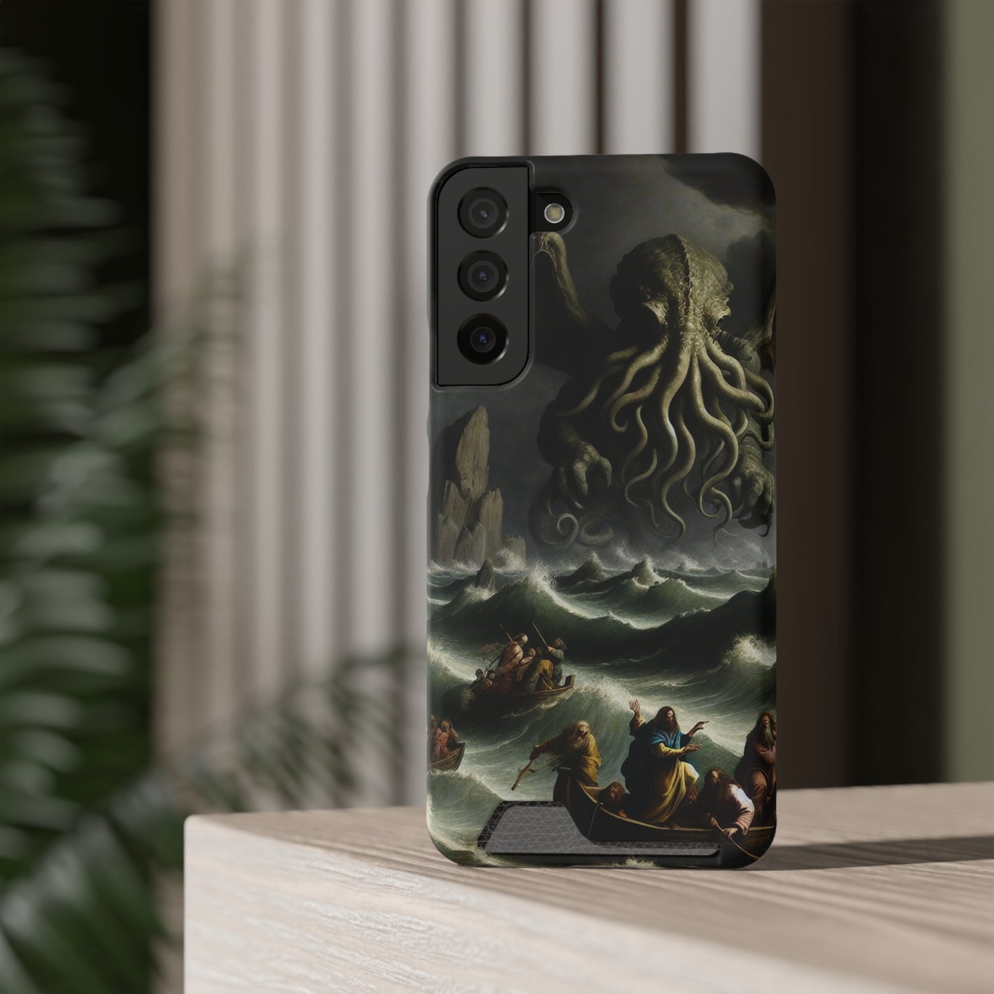 Cthulhu in the Storm Phone Case with Card Holder - GALAXY