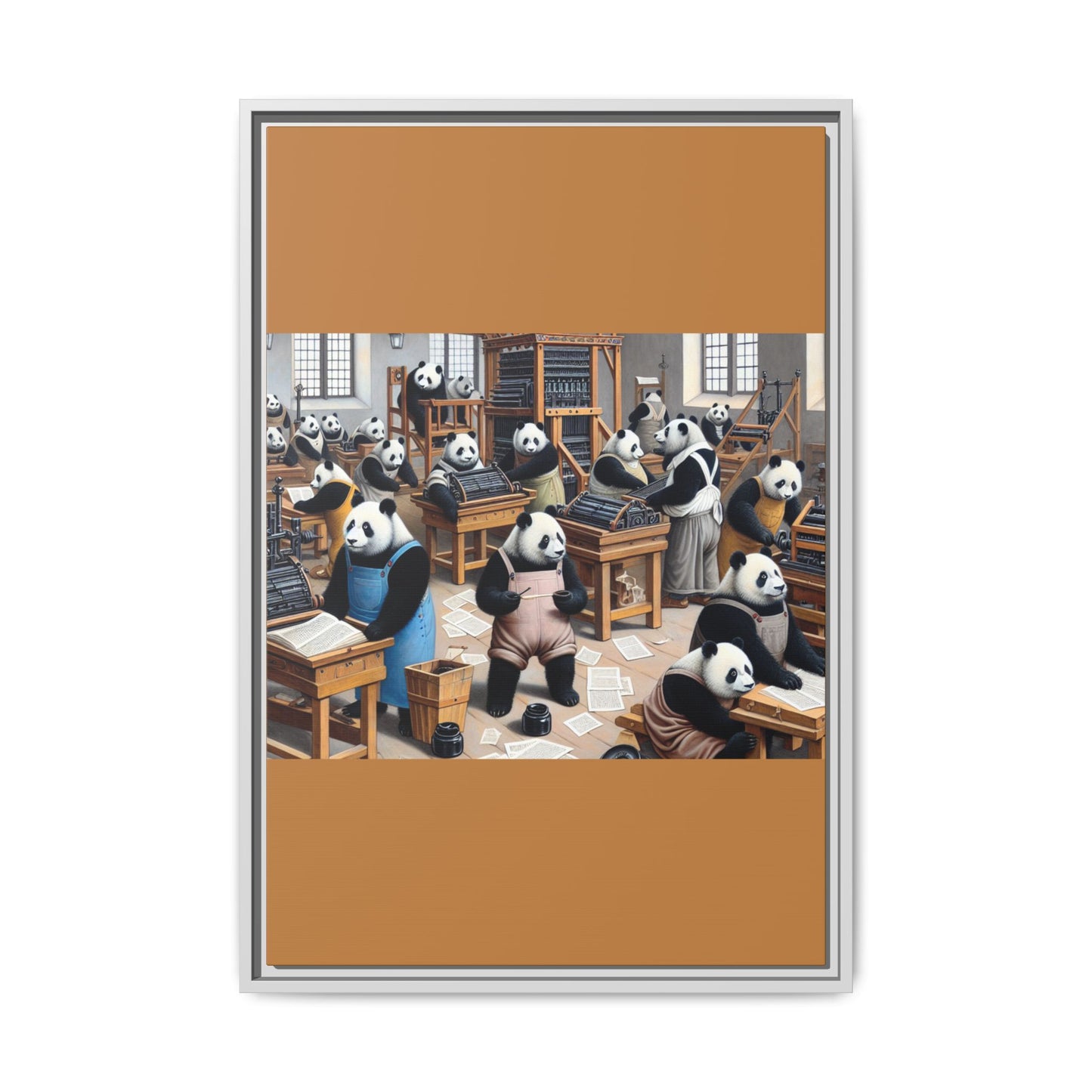 Printing Pandamonium Canvas, Framed (Multi-color)