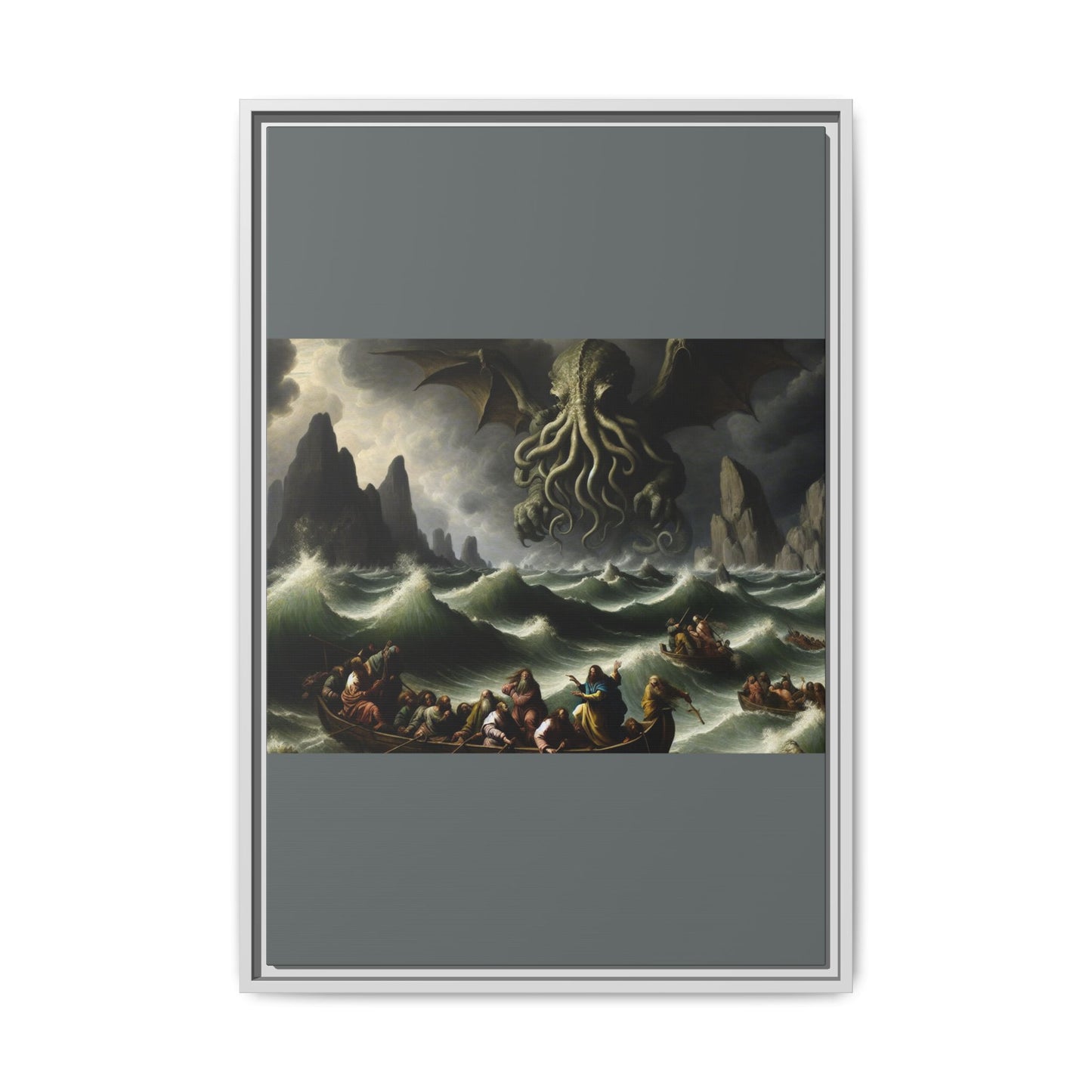 Cthulhu in the Storm Canvas, Framed (Multi-color)