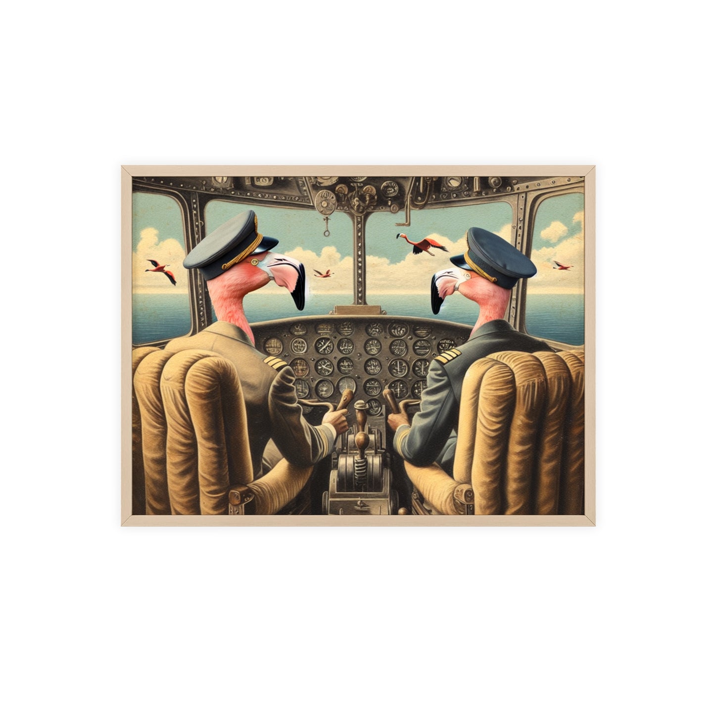 Framed Flamingo Flight Deck Poster