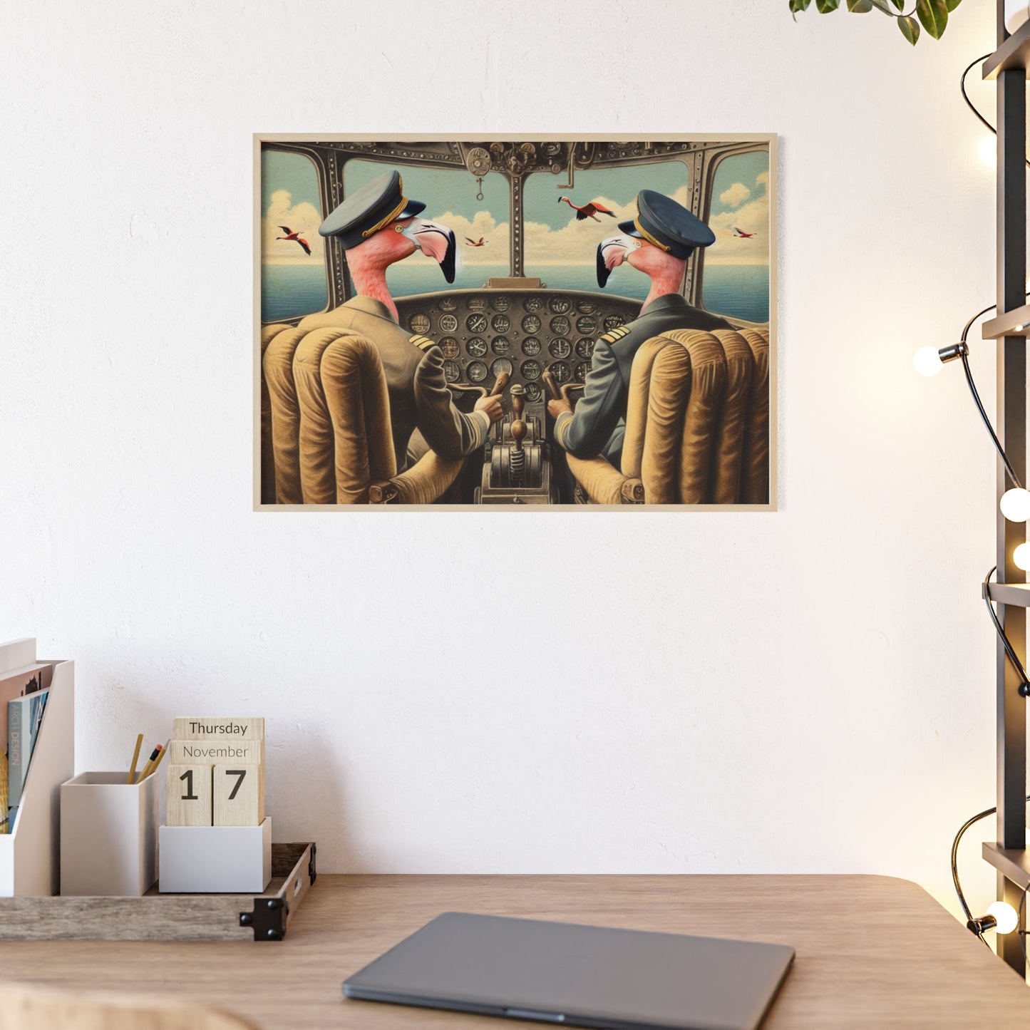 Framed Flamingo Flight Deck Poster