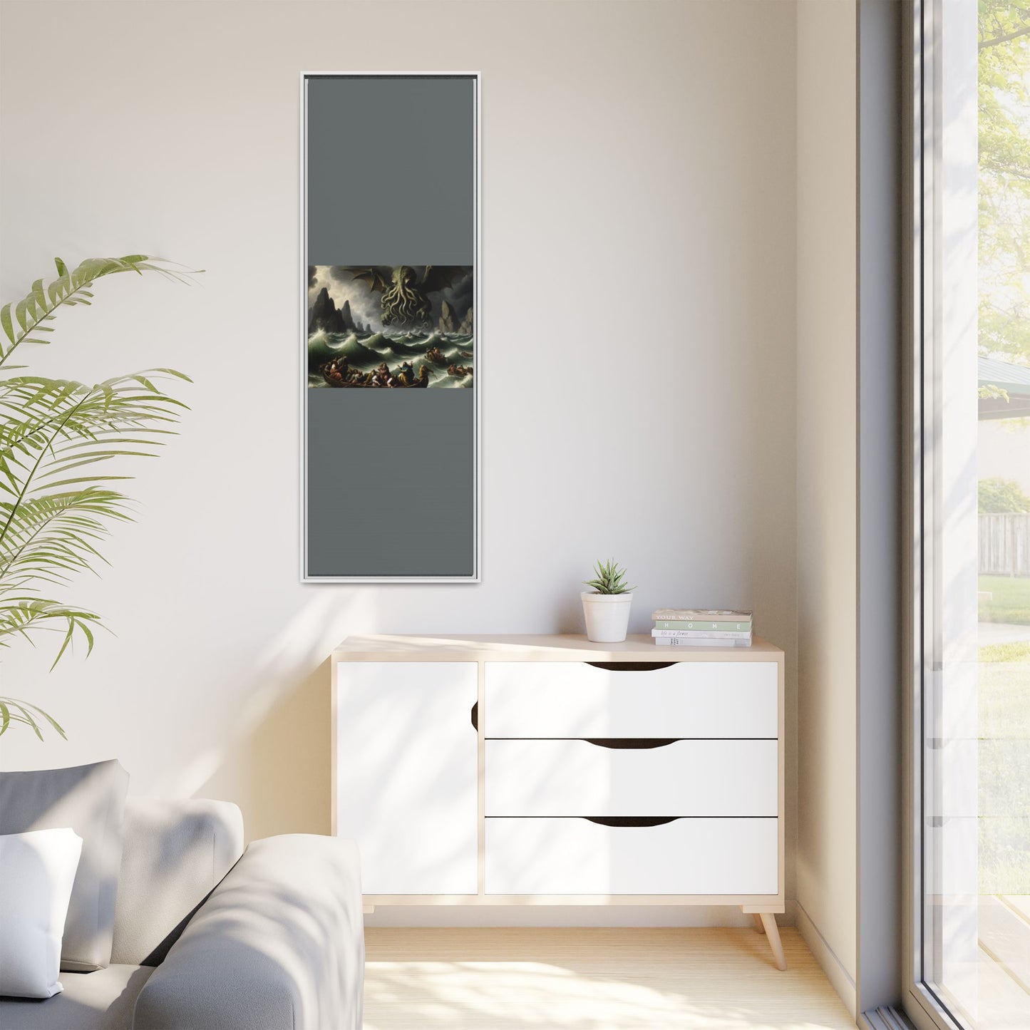 Cthulhu in the Storm Canvas, Framed (Multi-color)