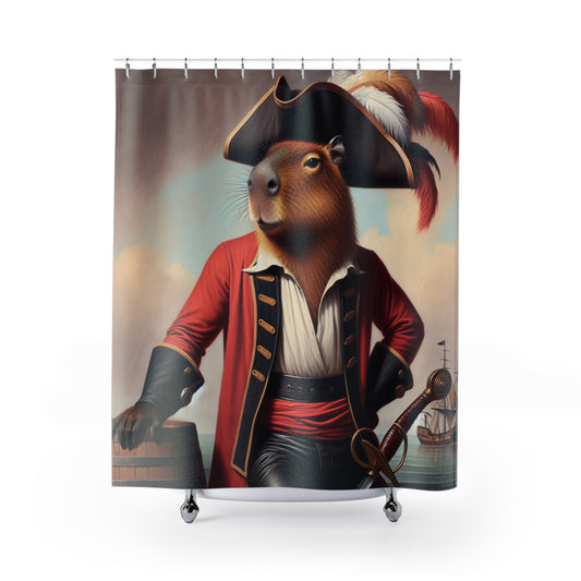 Captain Capybara Shower Curtain