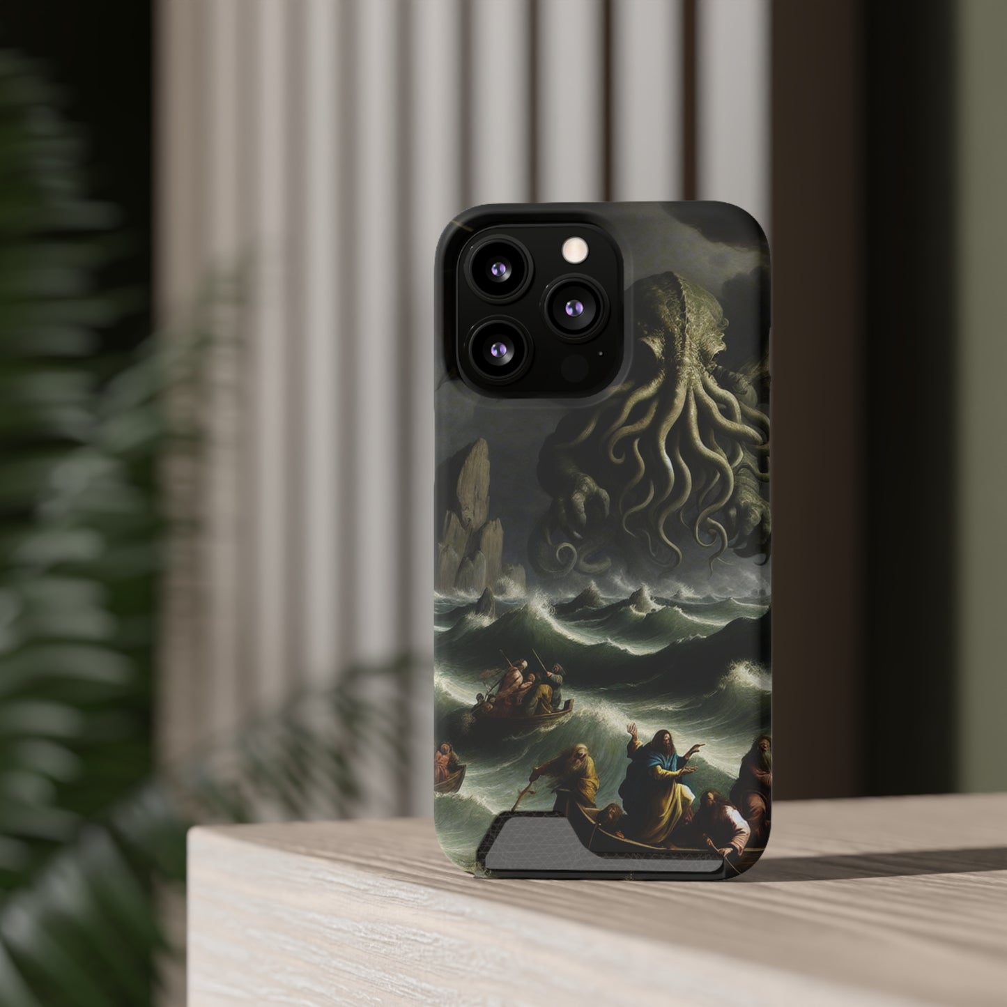 Cthulhu in the Storm Phone Case with Card Holder - IPHONE