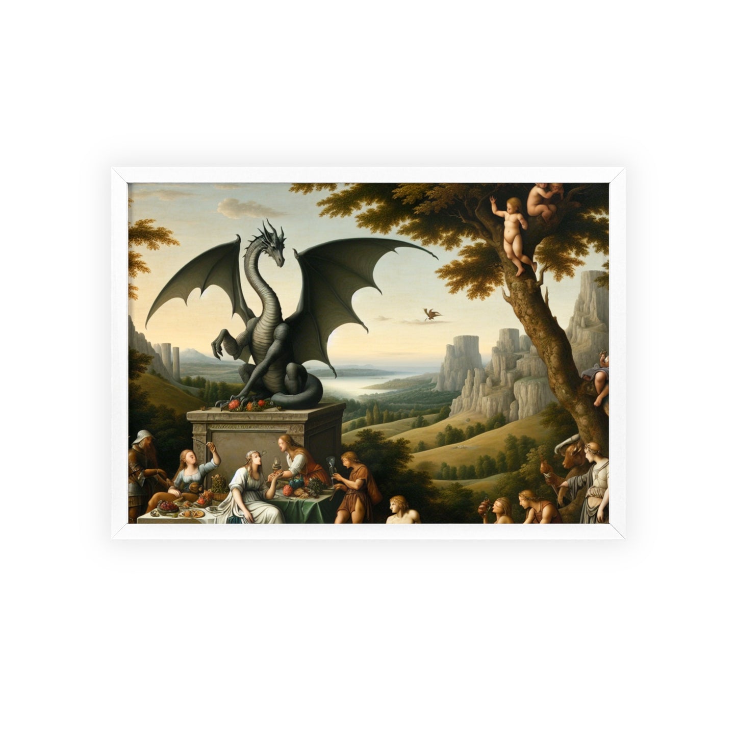 Framed Dragon Statue Poster
