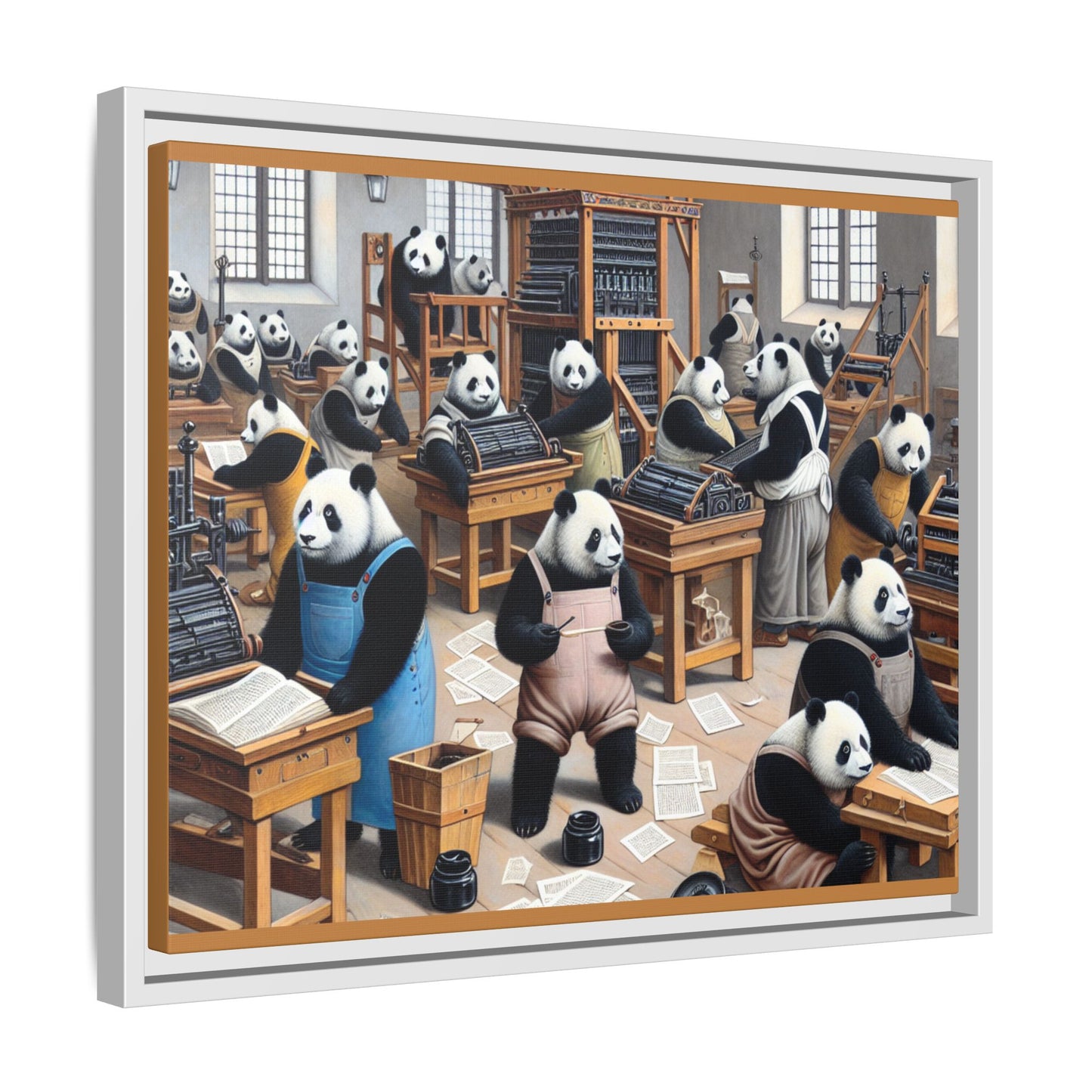 Printing Pandamonium Canvas, Framed (Multi-color)