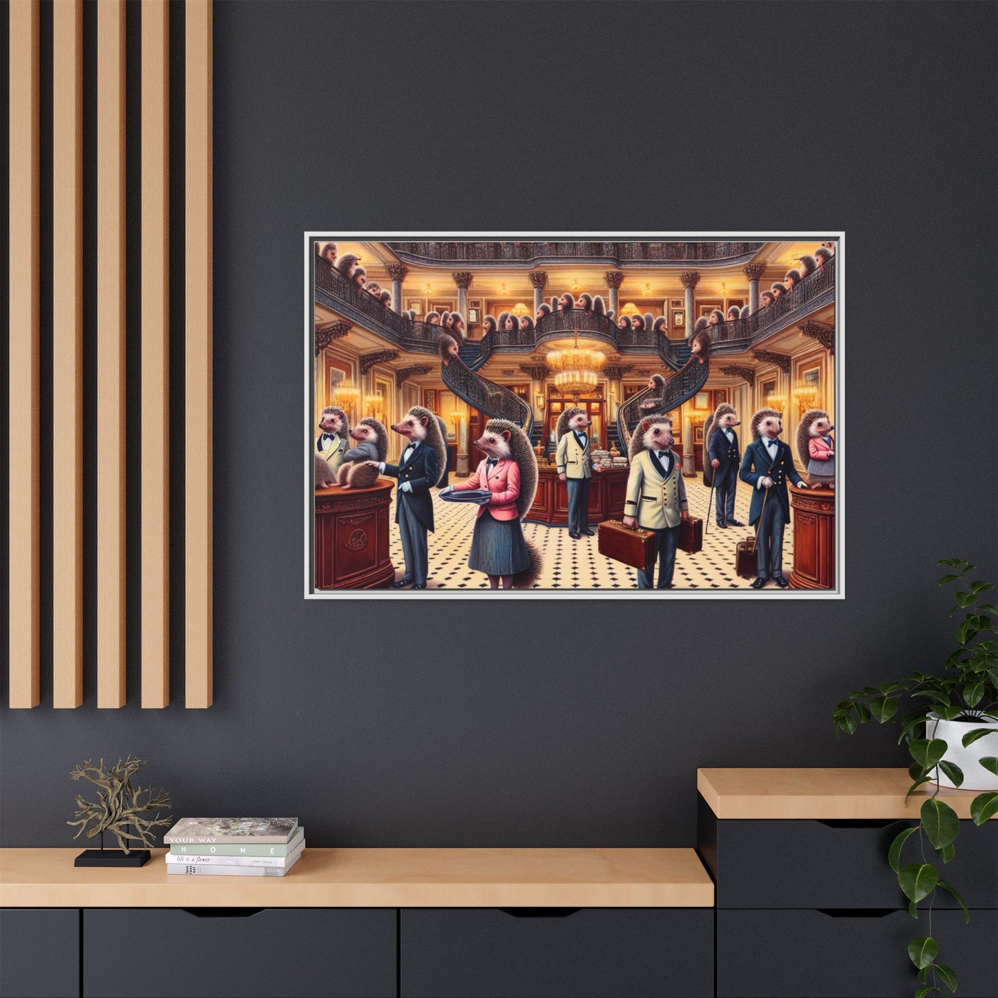 Hedgehog Hotel Canvas, Framed (Multi-color)