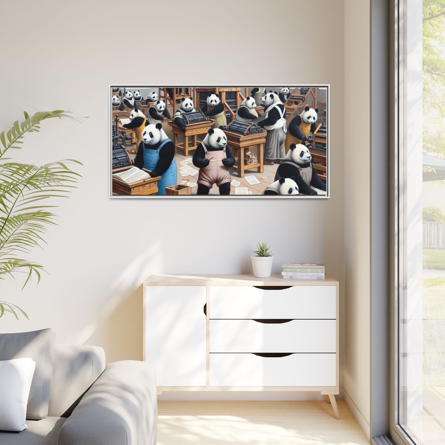 Printing Pandamonium Canvas, Framed (Multi-color)