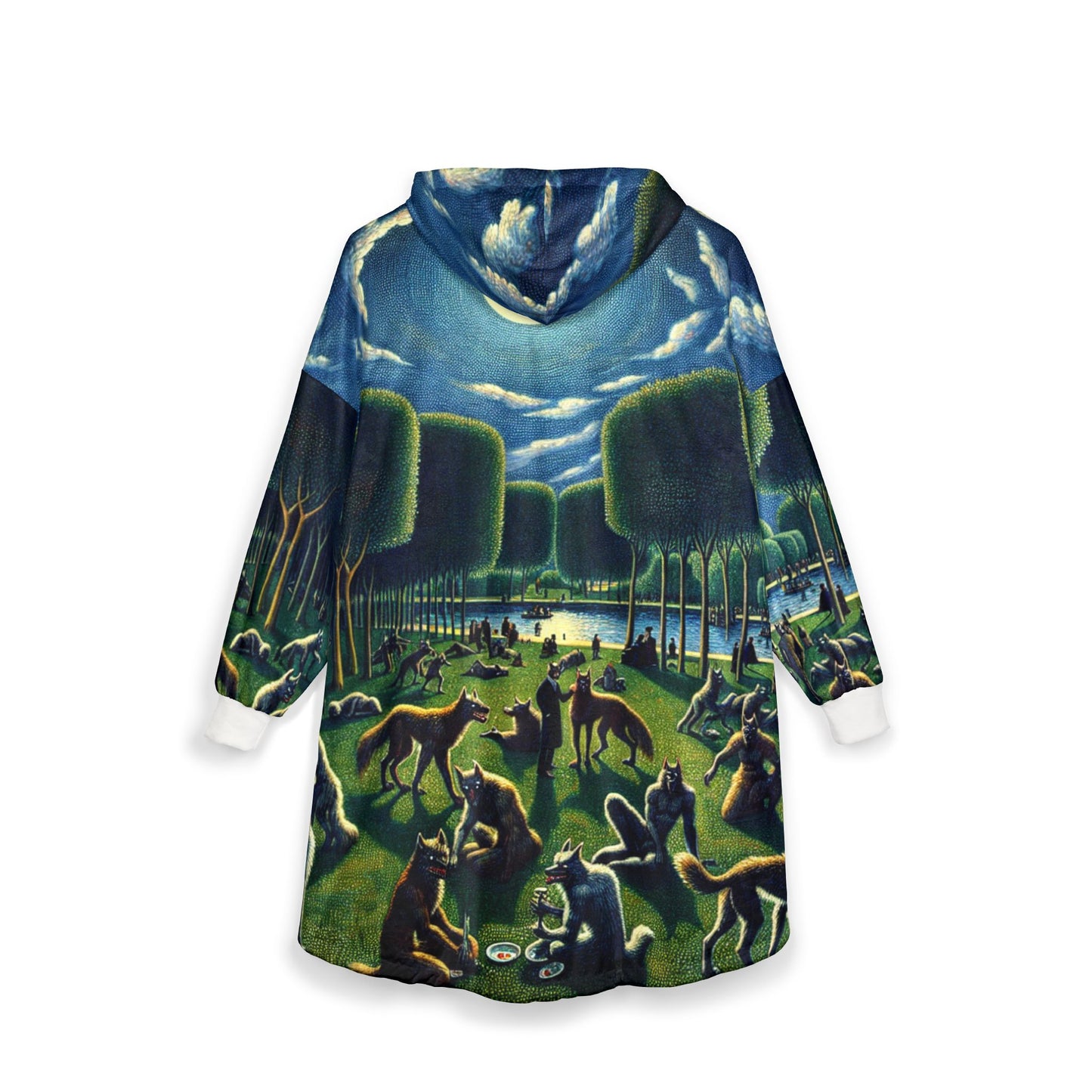 Werewolves at the Waterfront Hooded Pullover Blanket